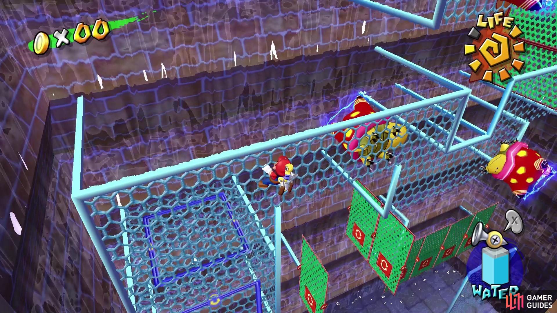 and press A to punch koopas off the mesh.