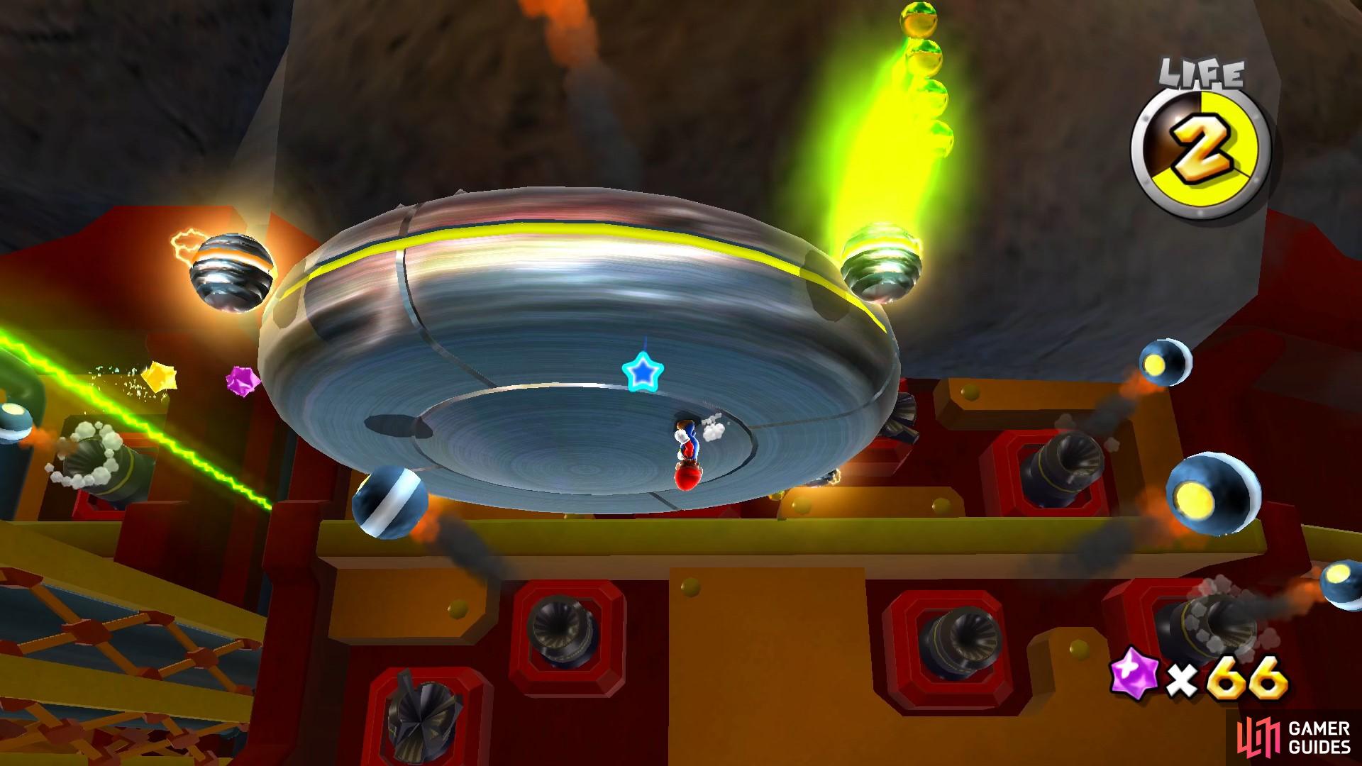 Run to the bottom side of the saucer to avoid the electric wires.