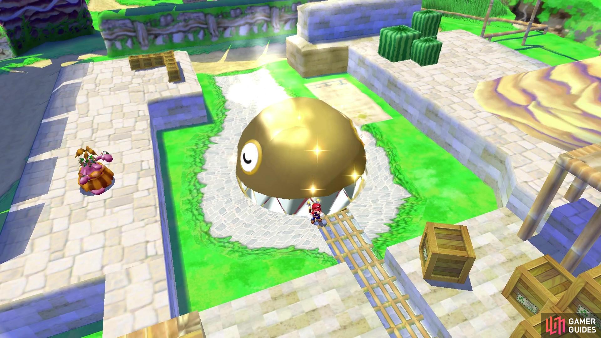 The Chain Chomp will be shiny and golden once he's had his bath!