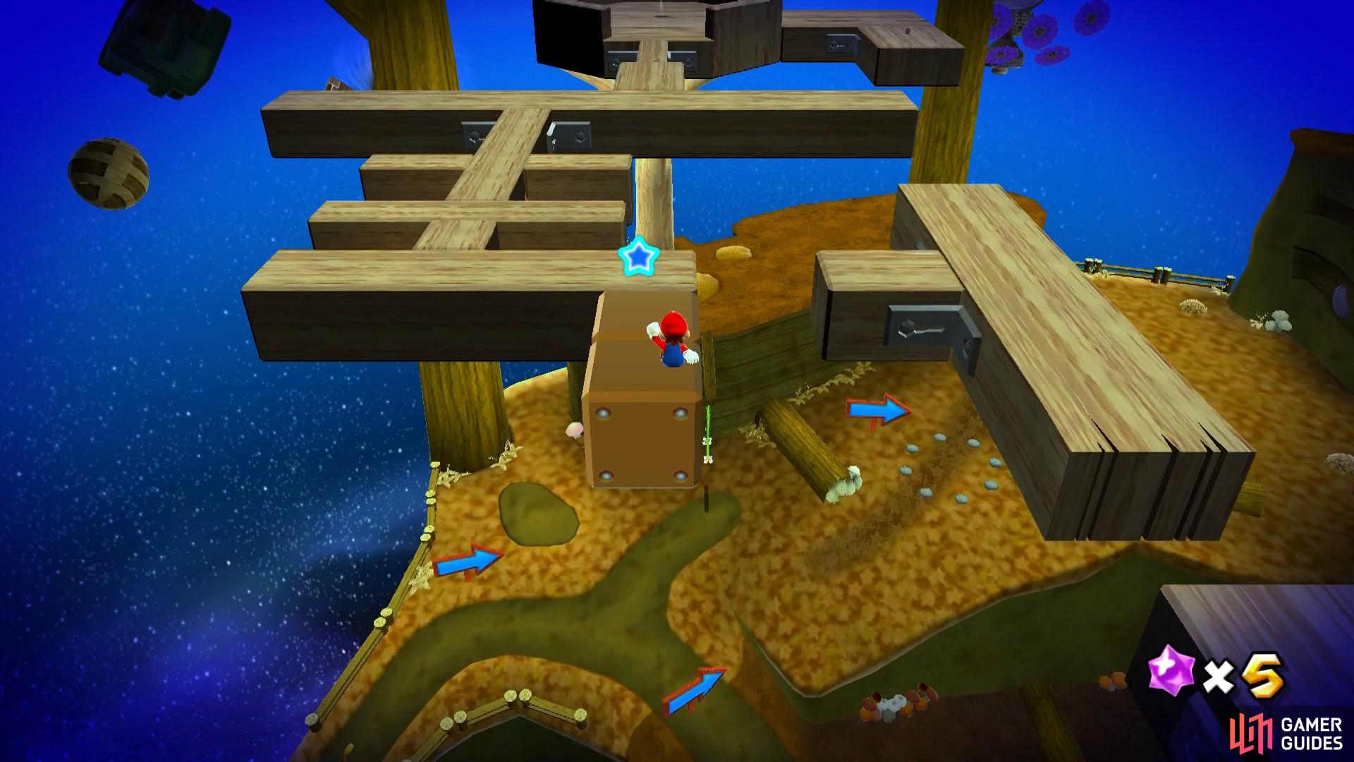 You'll need to use some shortcuts to get ahead of Cosmic Mario.