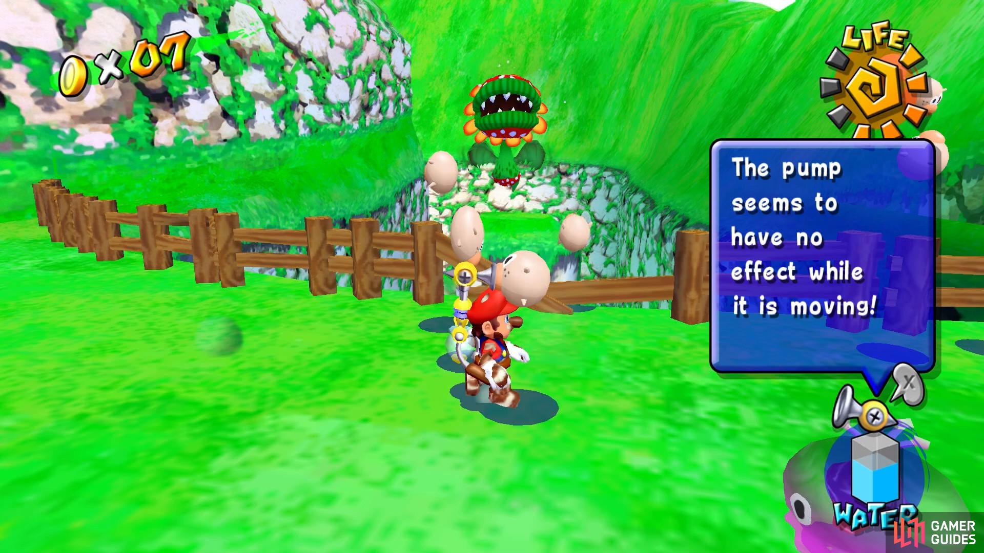 Use the poinks to hit Petey the Piranha with water! And you can only do this using R not ZR.
