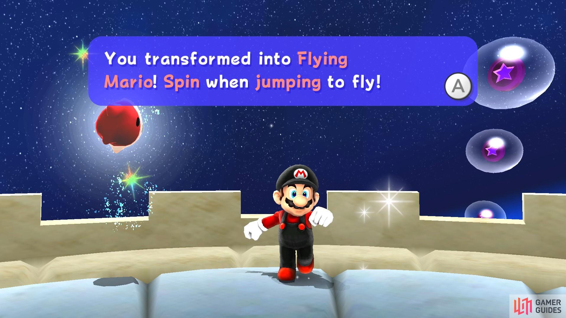 This is your first run in with the red power-up star that allows you to fly!