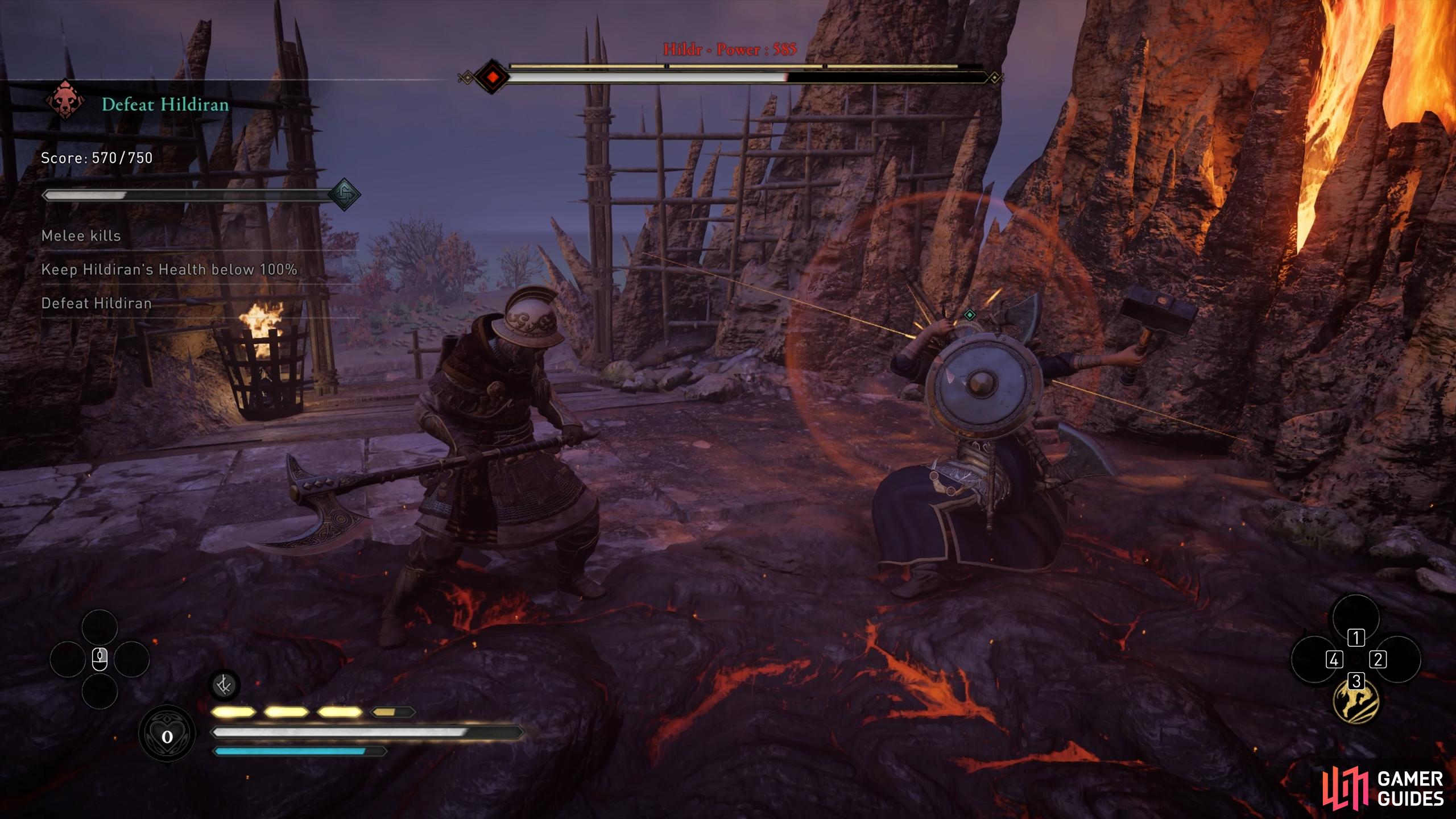 You can try to parry Hildiran attacks, but you're better off dodging them to avoid taking damage.