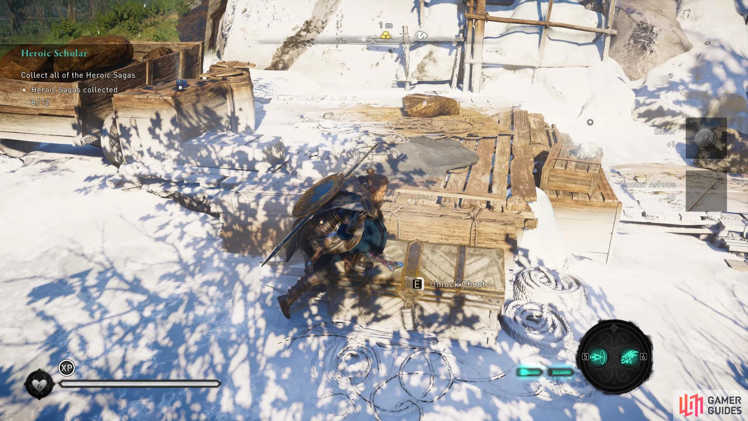 The chest can be opened in the camp once you have the key.