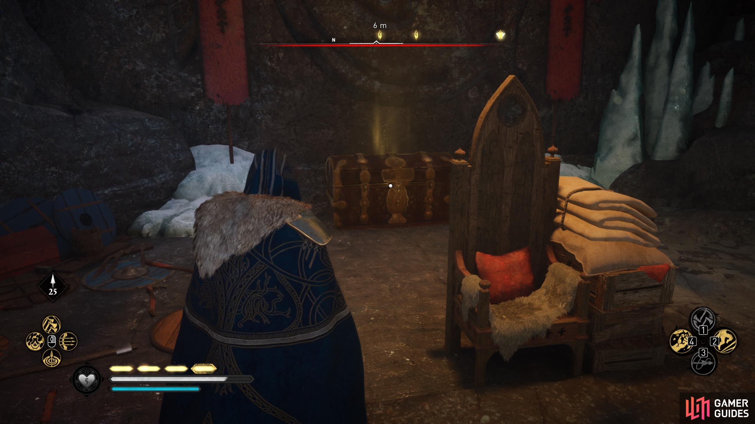 You'll find the chest behind a small throne.