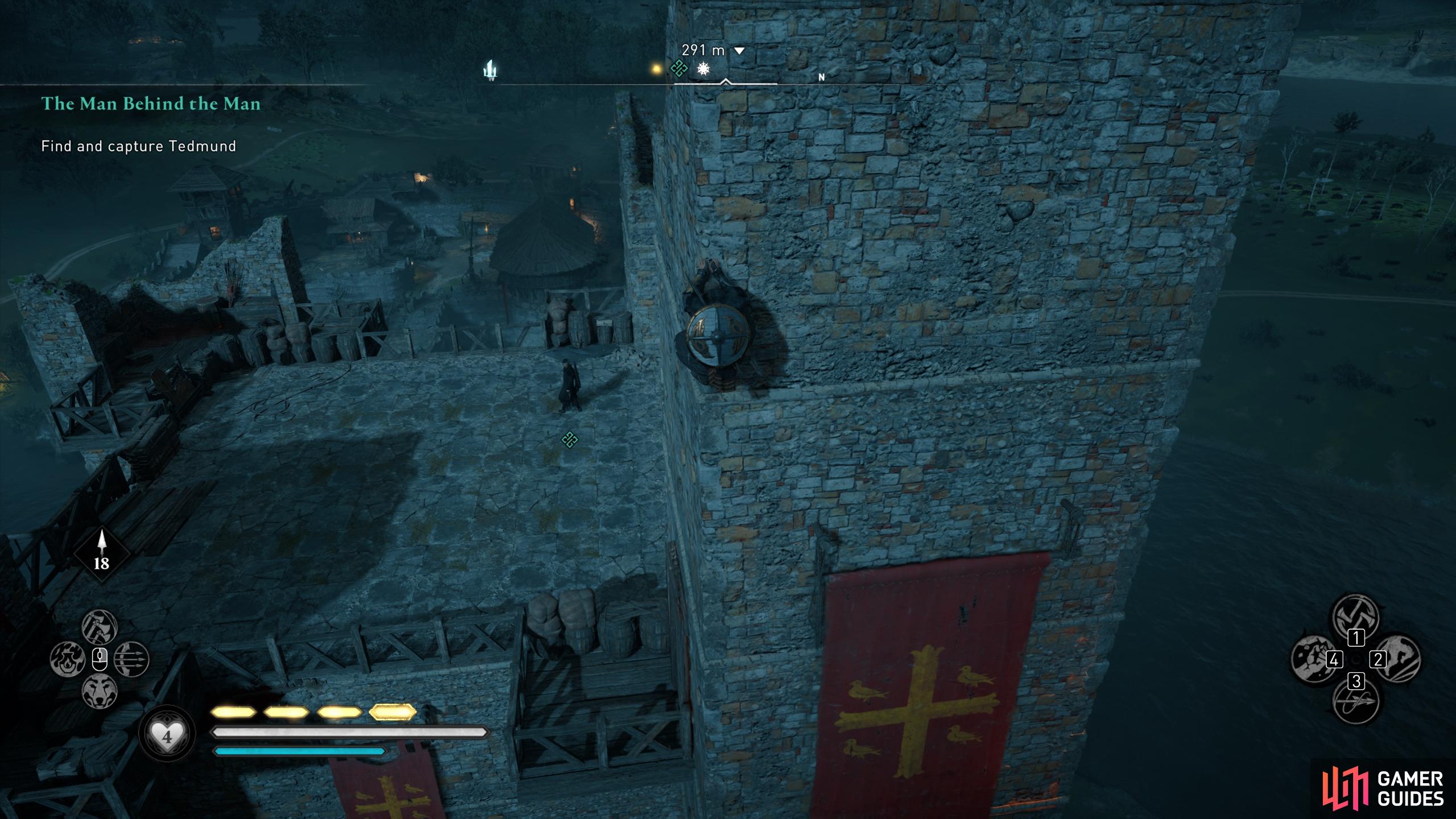 You'll find Tedmund at the top of the keep.
