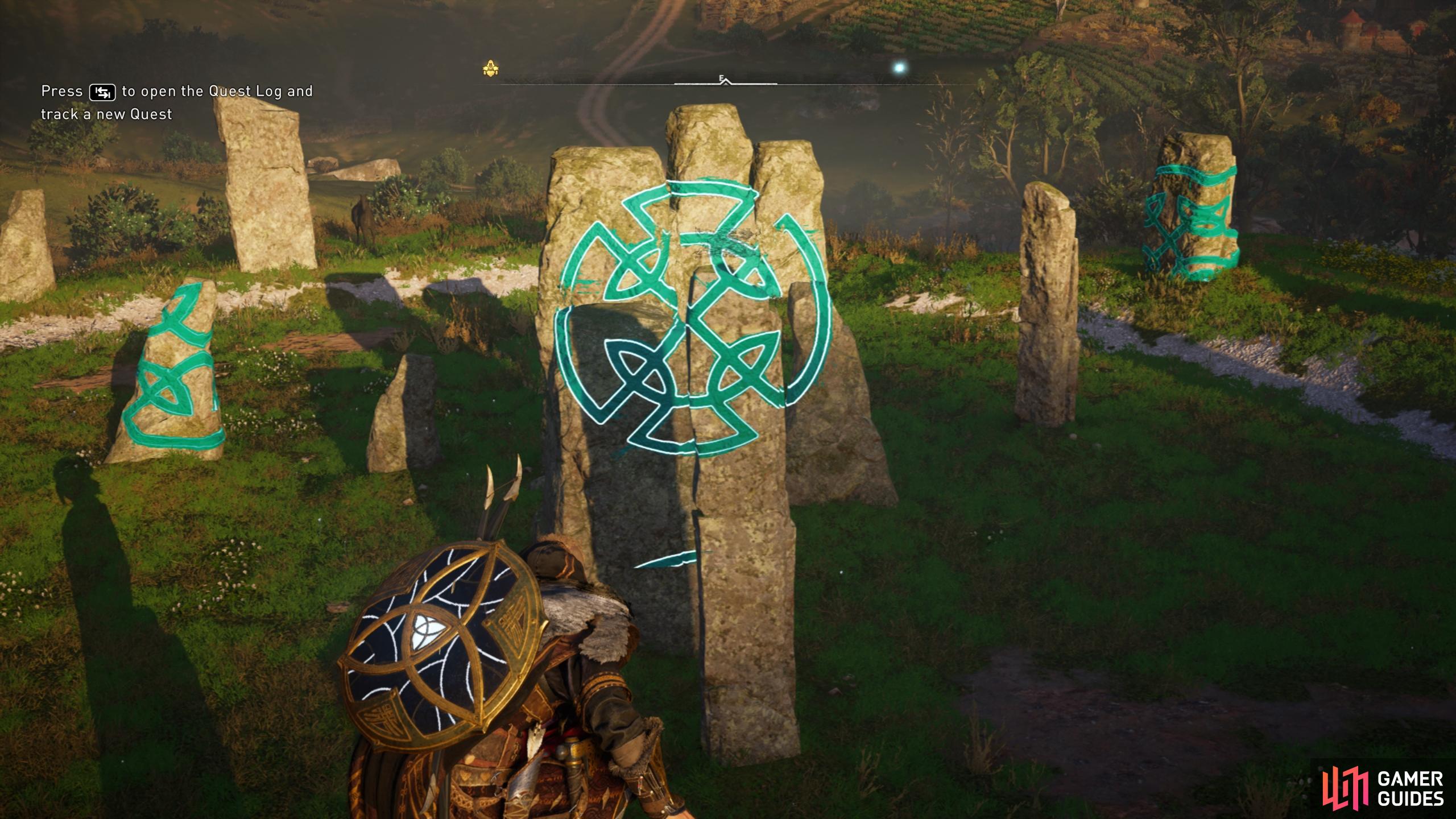 Once youre atop the stone, face east and move your camera until the symbol aligns.