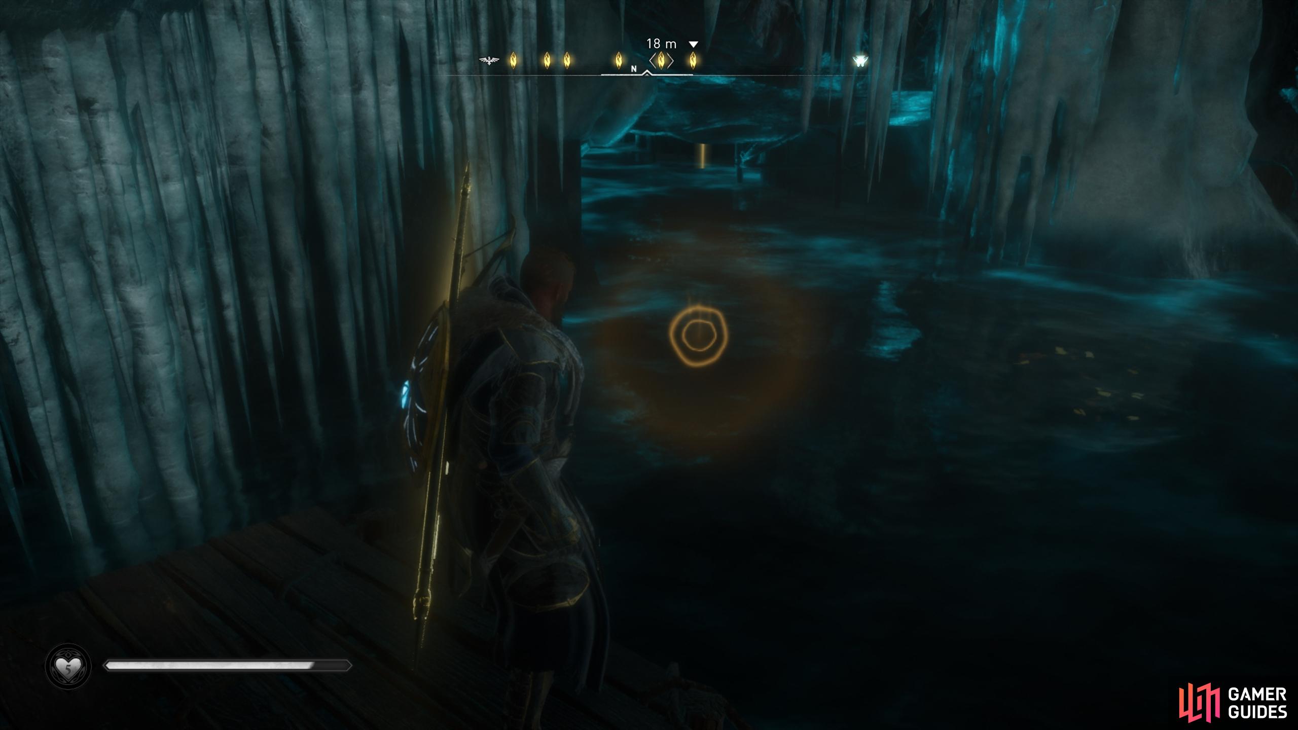 Once inside the chamber, dive in the water to find the chest below.