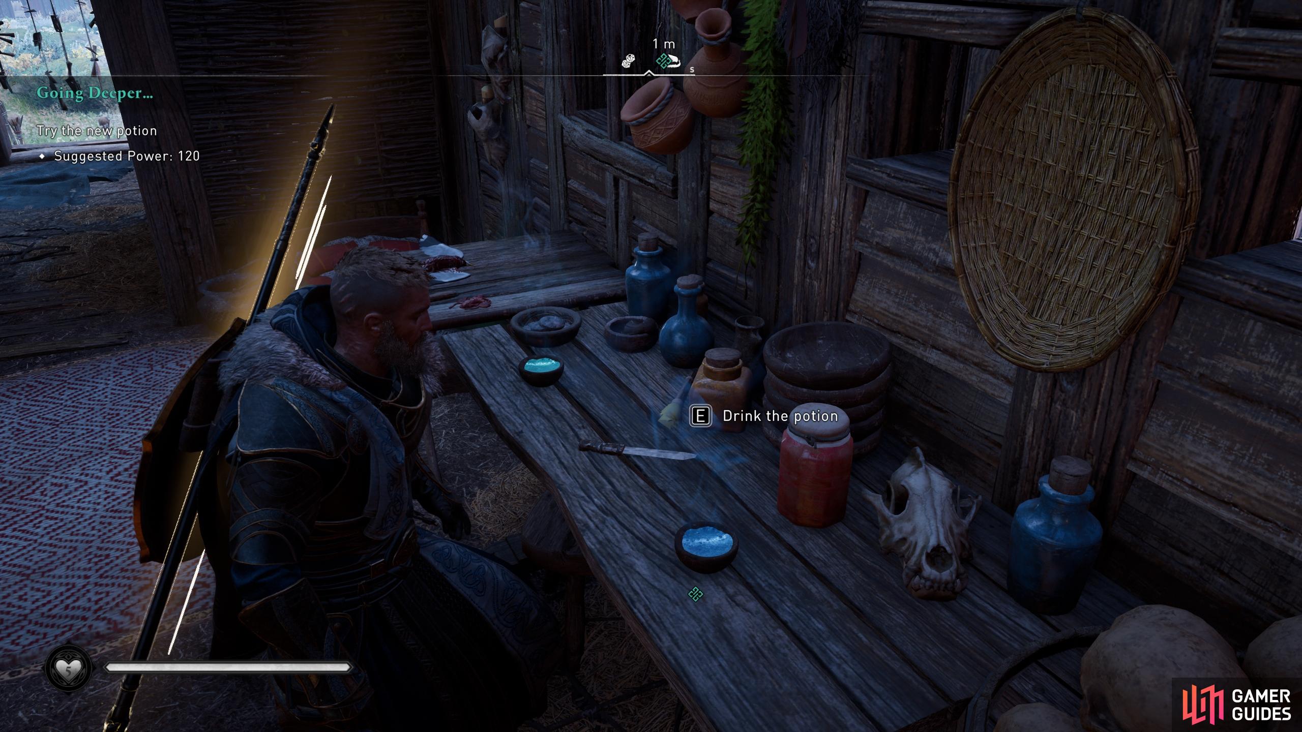 After the cutscene with Valkla, drink the potion on the right to travel to Jotunheim.