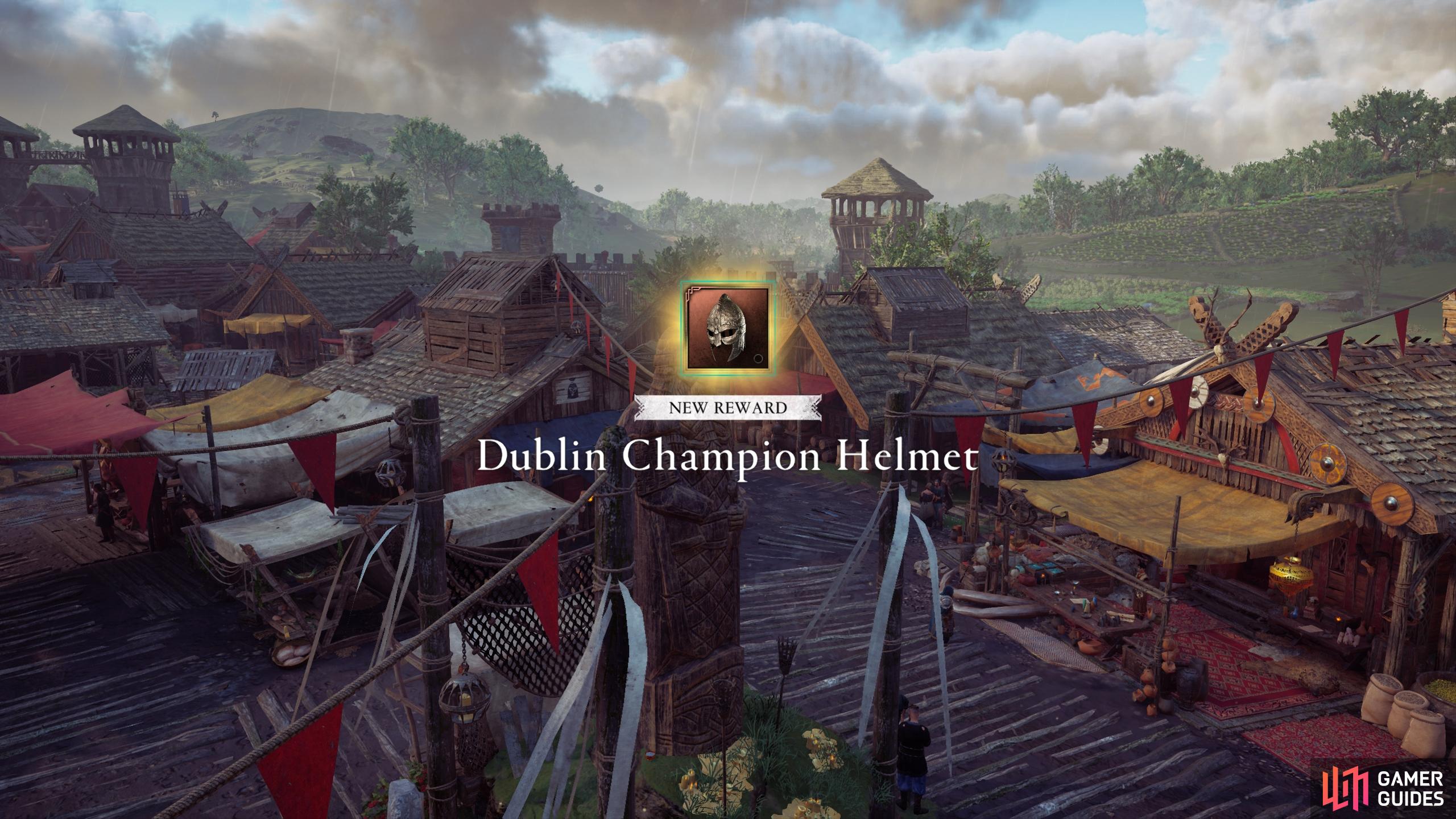 You'll be rewarded with a piece of Dublin Champion armor at renown ranks 2, 4, and 5.