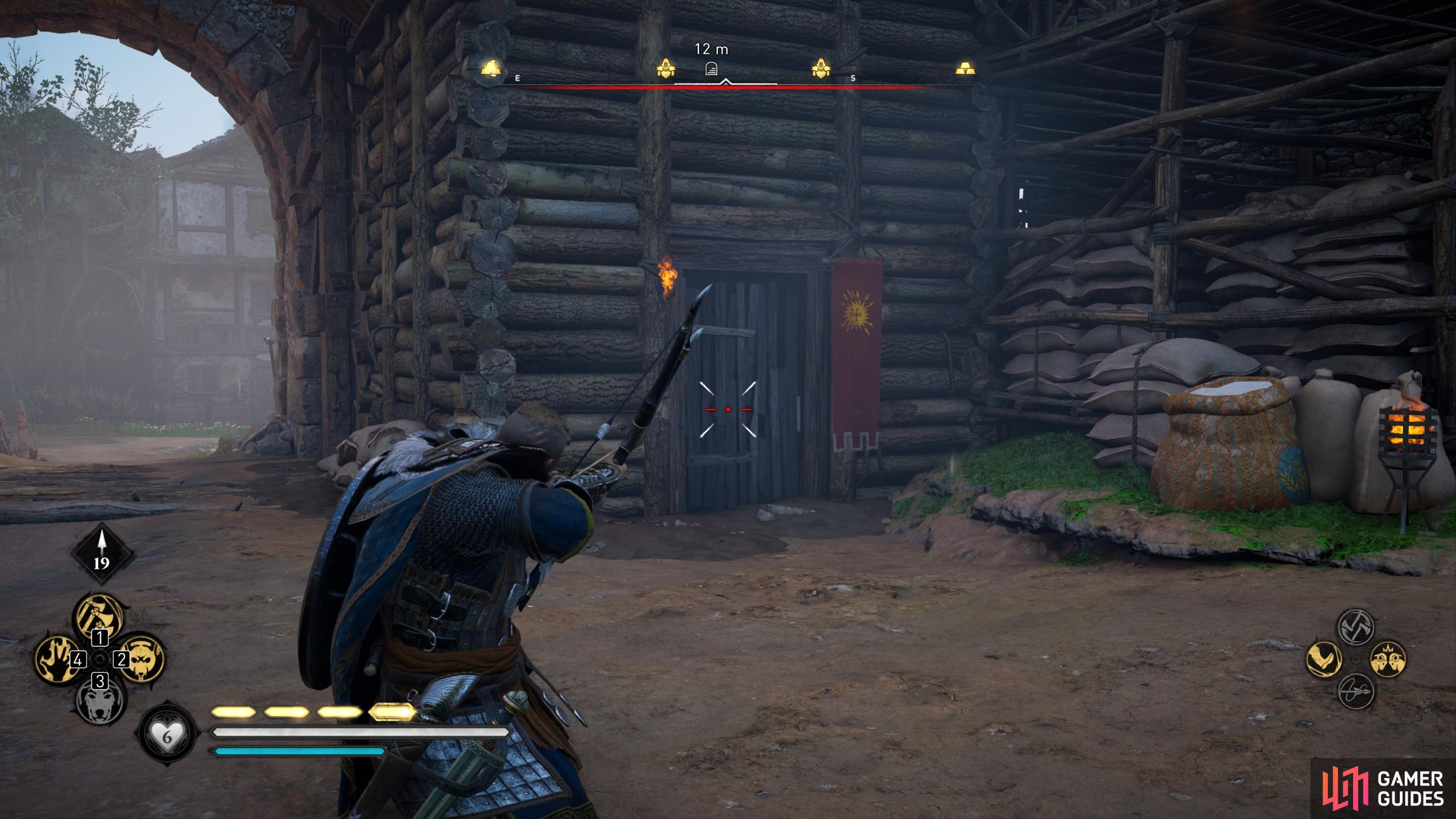 You can enter the dungeon through the wooden door just outside Ebels' quarters.