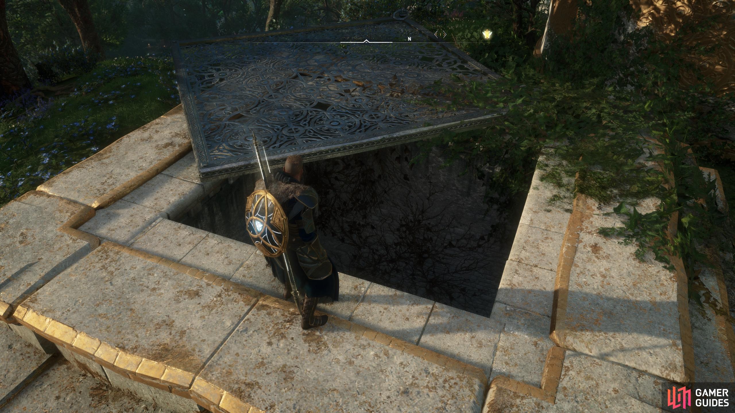 Enter Ivaldi's Forge from the top entrance and climb down to the wooden platforms.