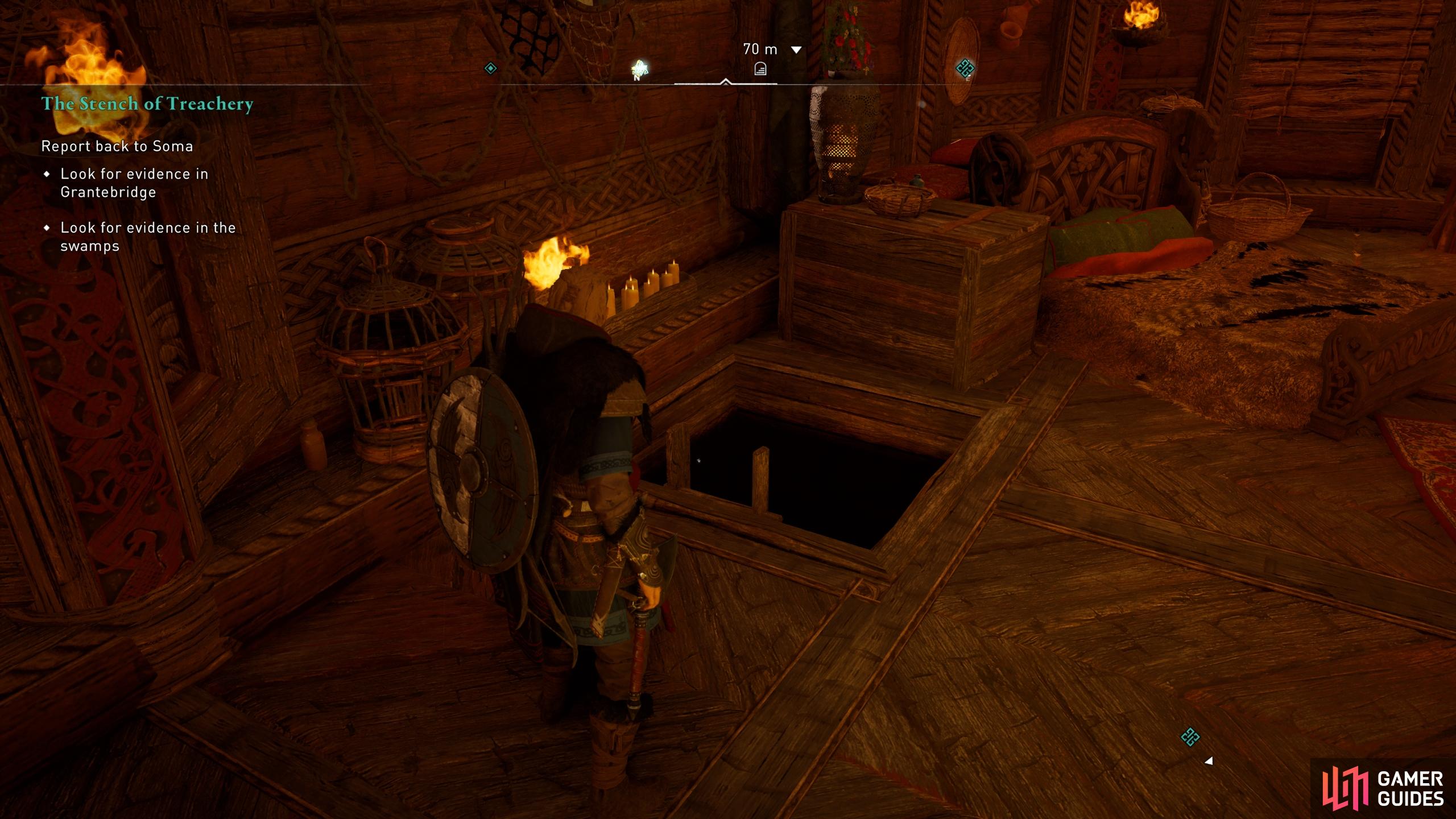 Enter the tunnels from the hole in Soma's living quarters within the longhouse.