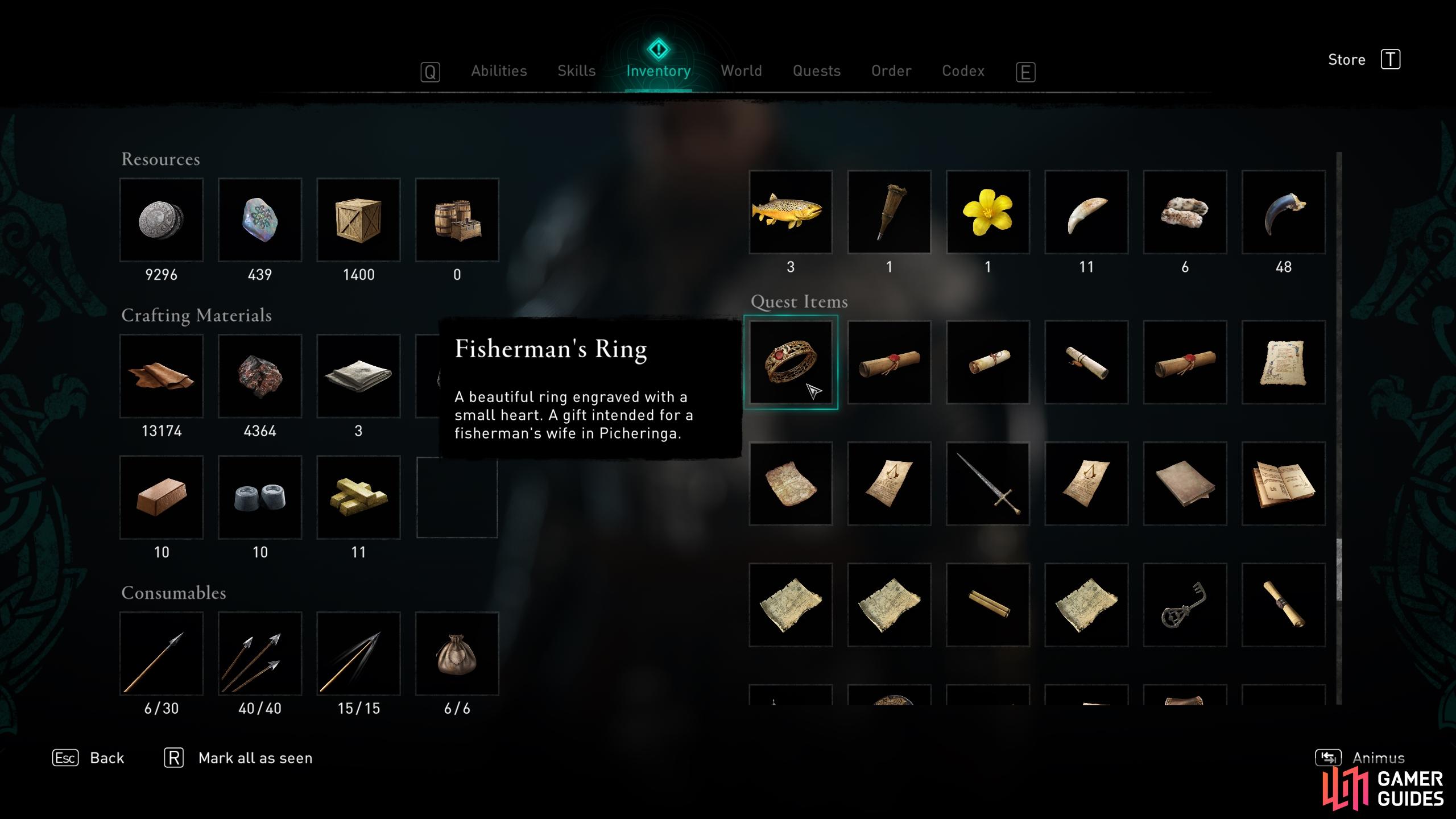 After reading the note you'll have the Fisherman's Ring in your inventory.