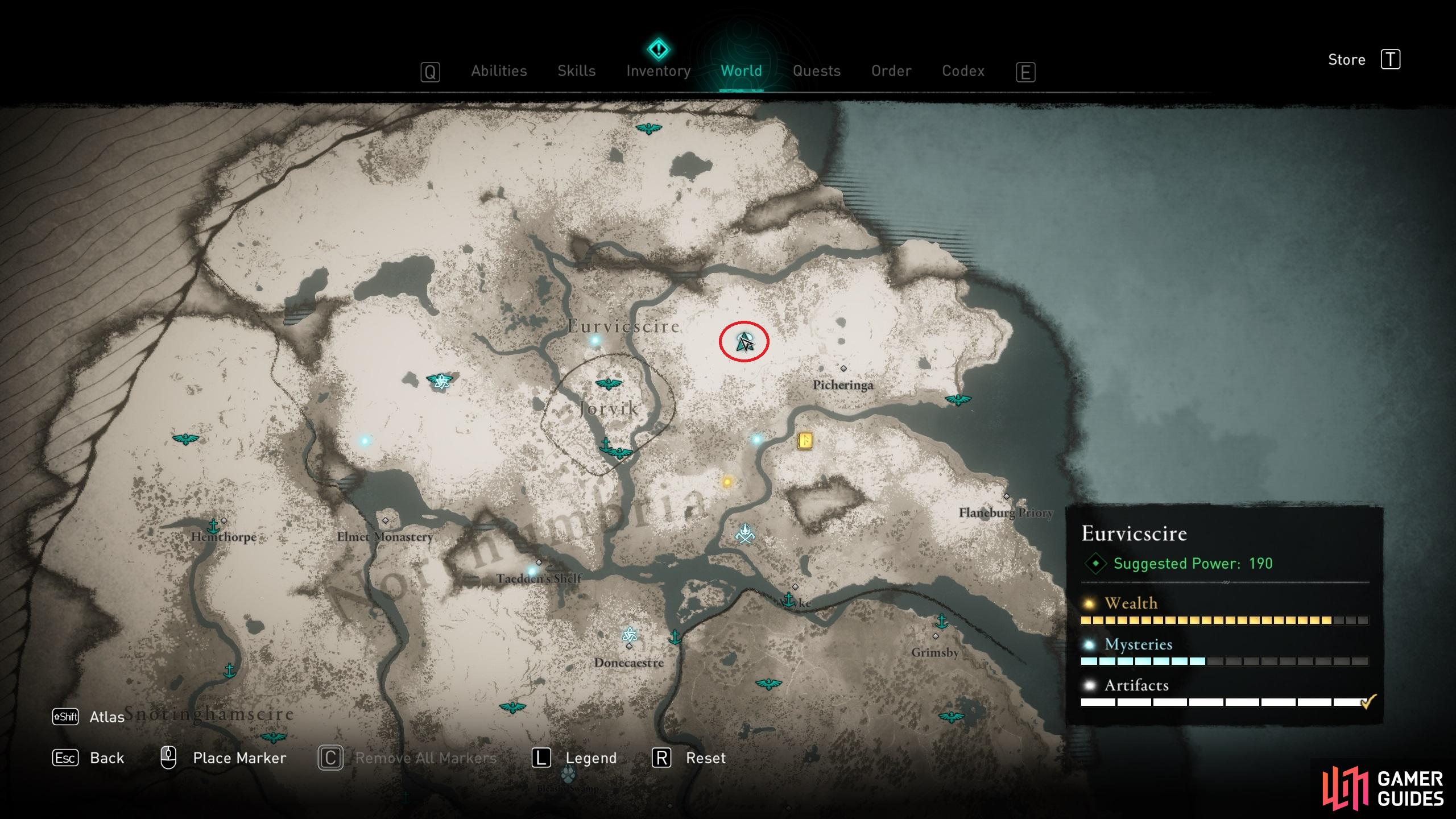 The location of the mystery in northeast Eurvicscire.