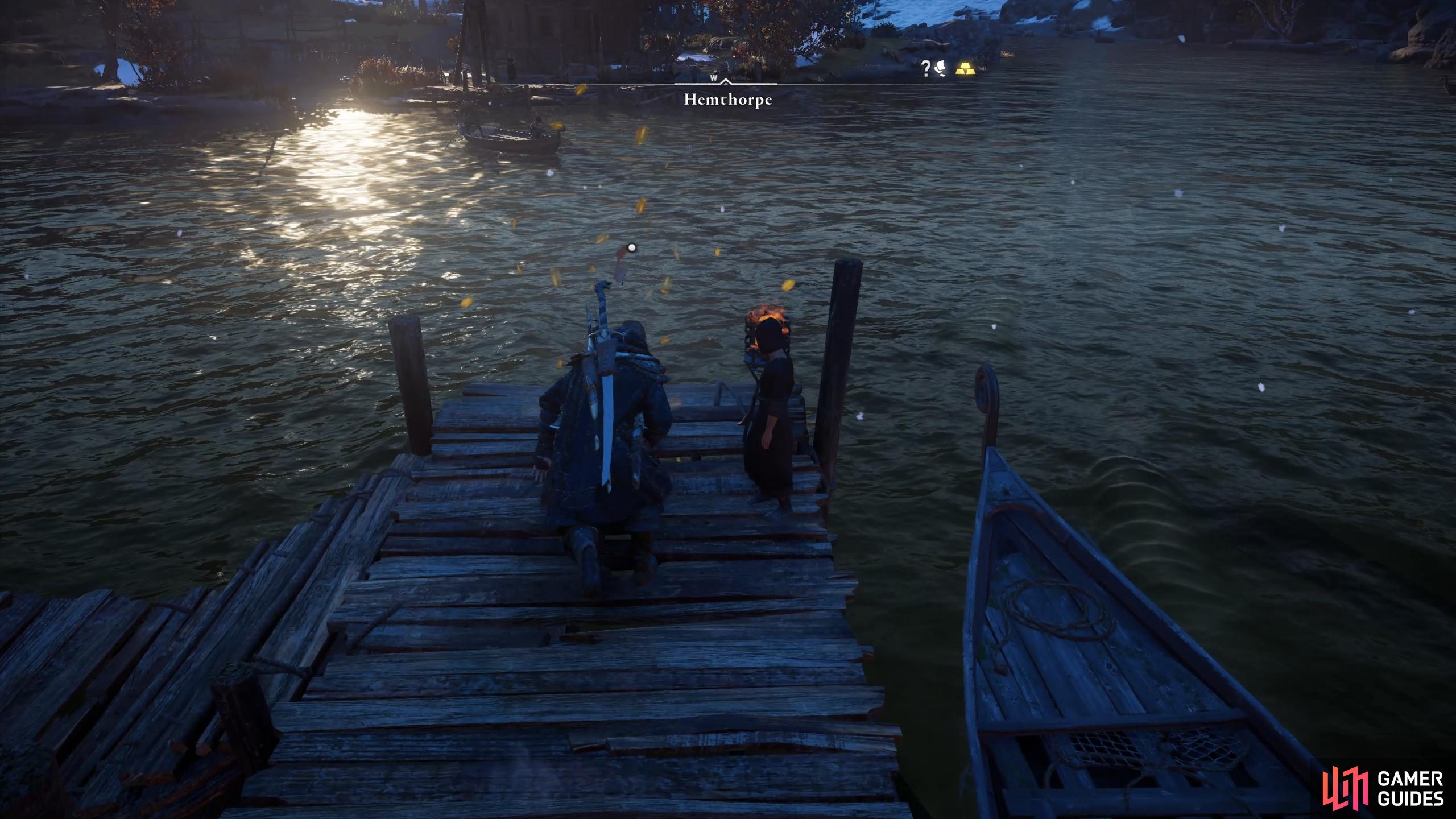 The flying paper will stop at the other side of the docks.