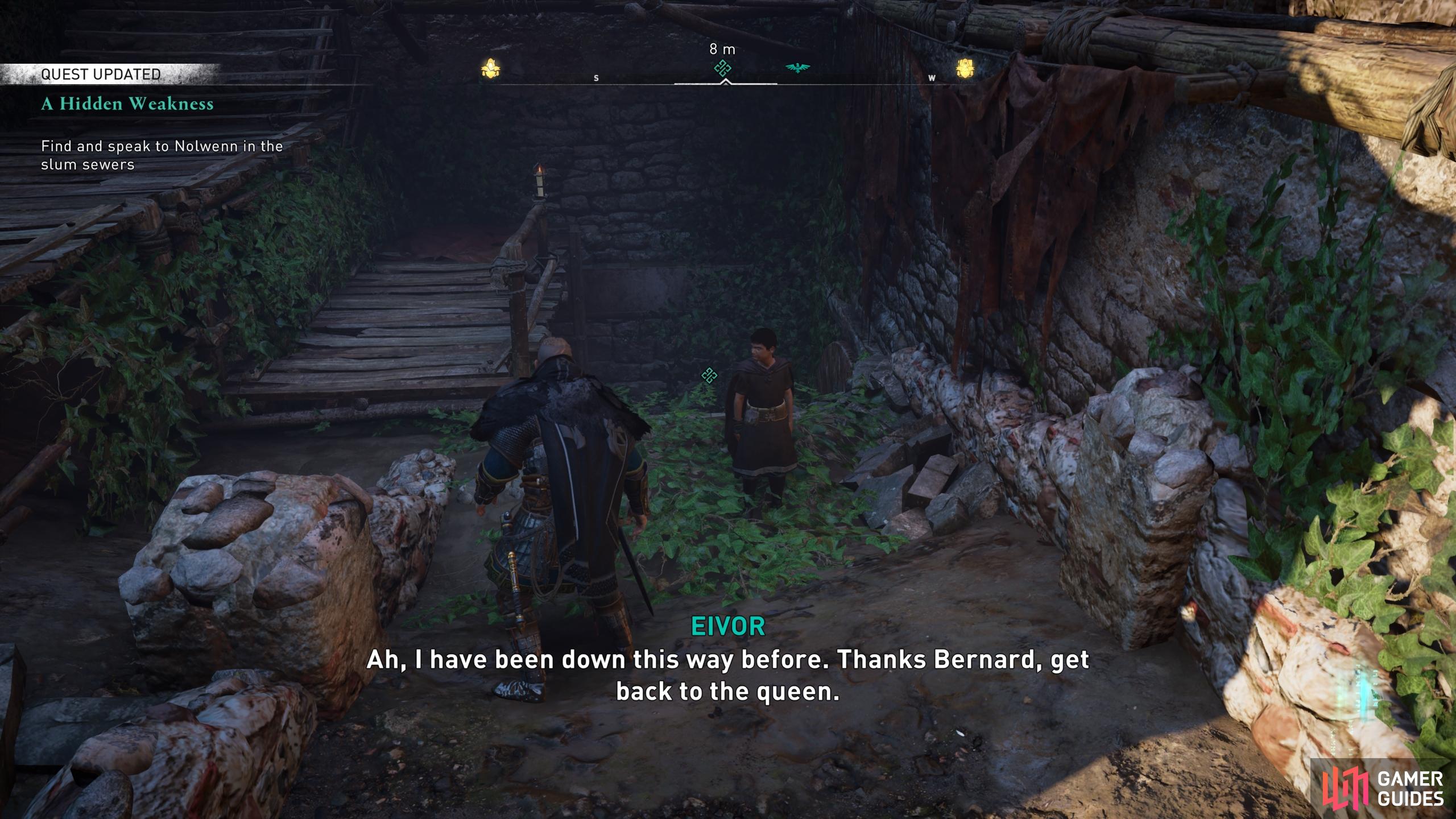 Follow Bernard to the entrance to the sewer network.