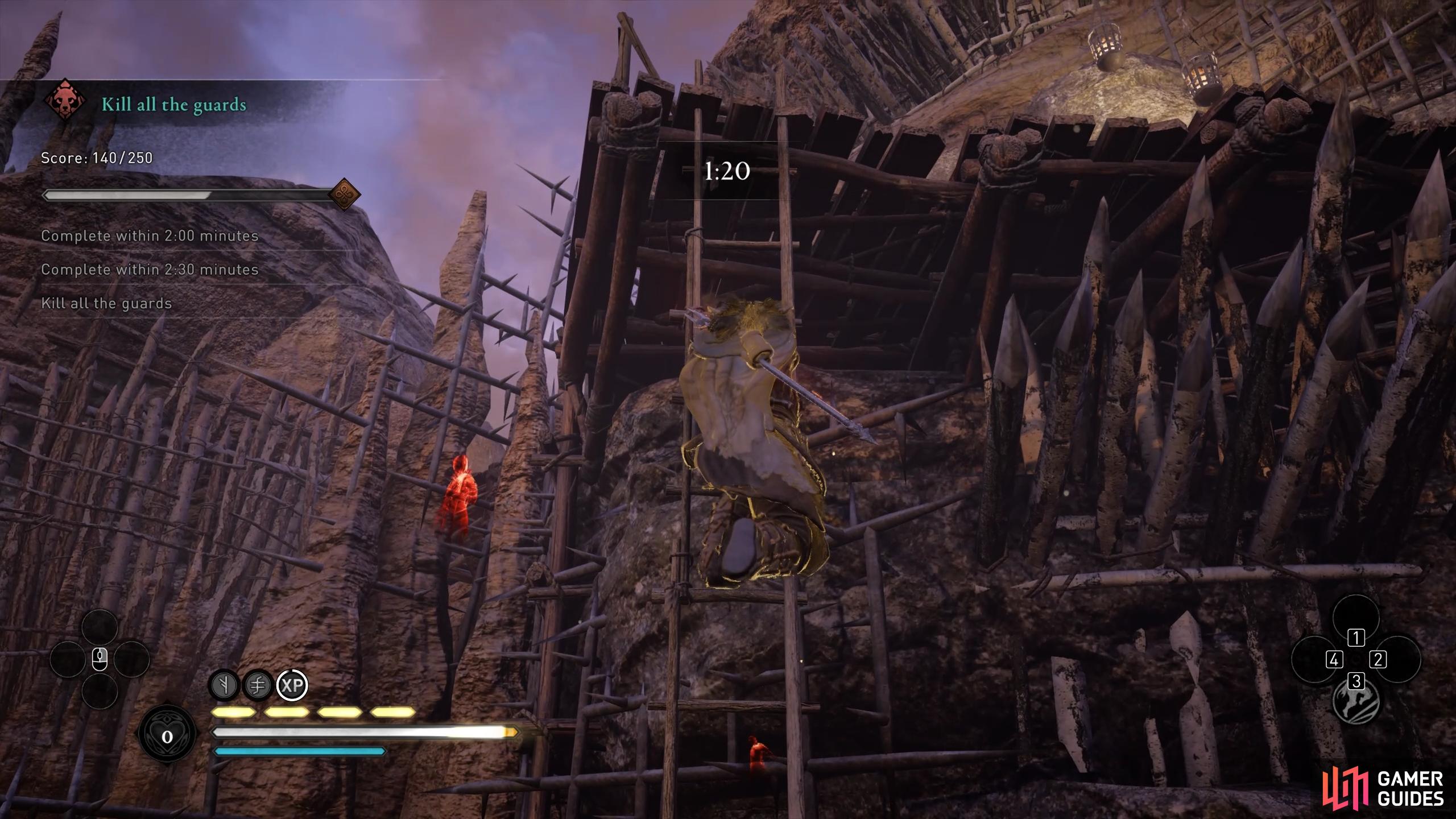 You can only climb most platforms during this trial using ladders, if you fall before using Dive of the Valkyries.