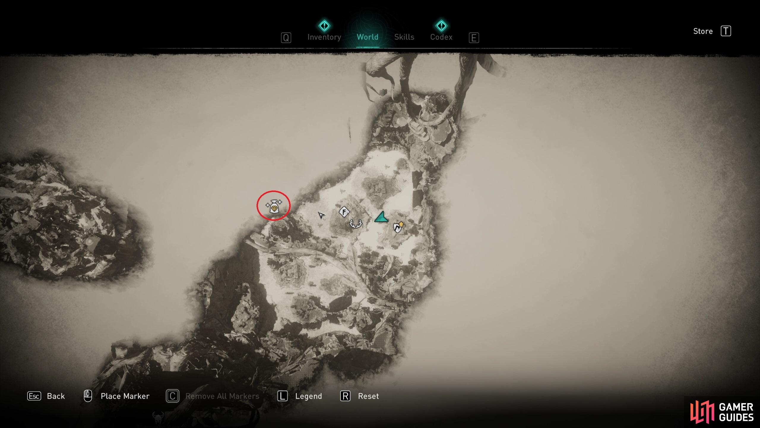 Use the location of the Hidden Merchant as a guide for where you should be heading.