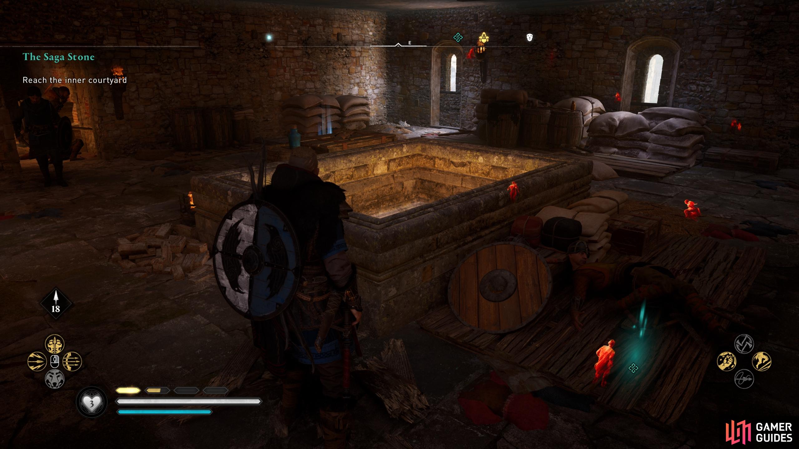 You can jump down the hole in the portcullis room to reach the inner courtyard quickly.