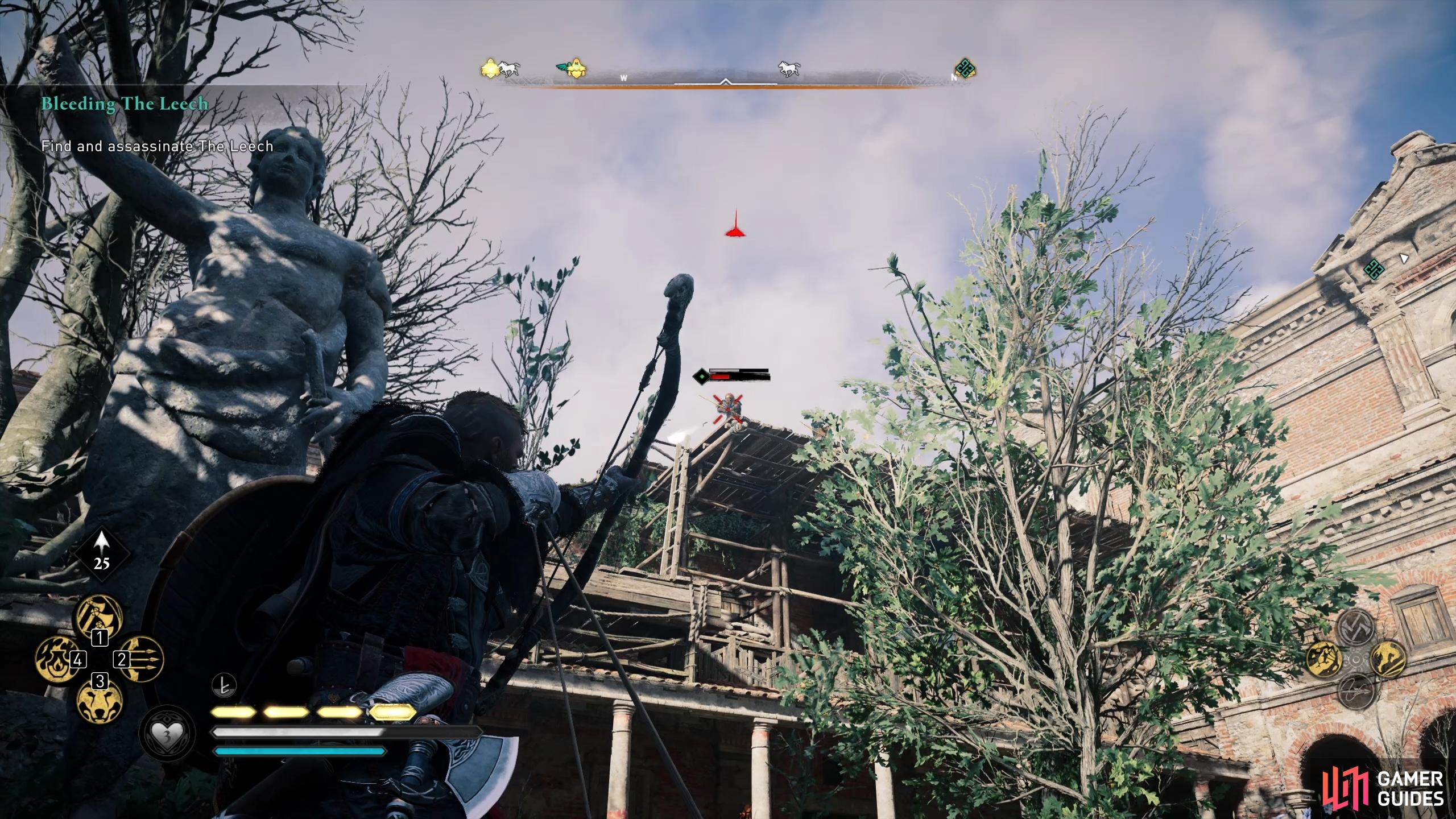 You'll find a number of archers on the rooftops surrounding the courtyard.