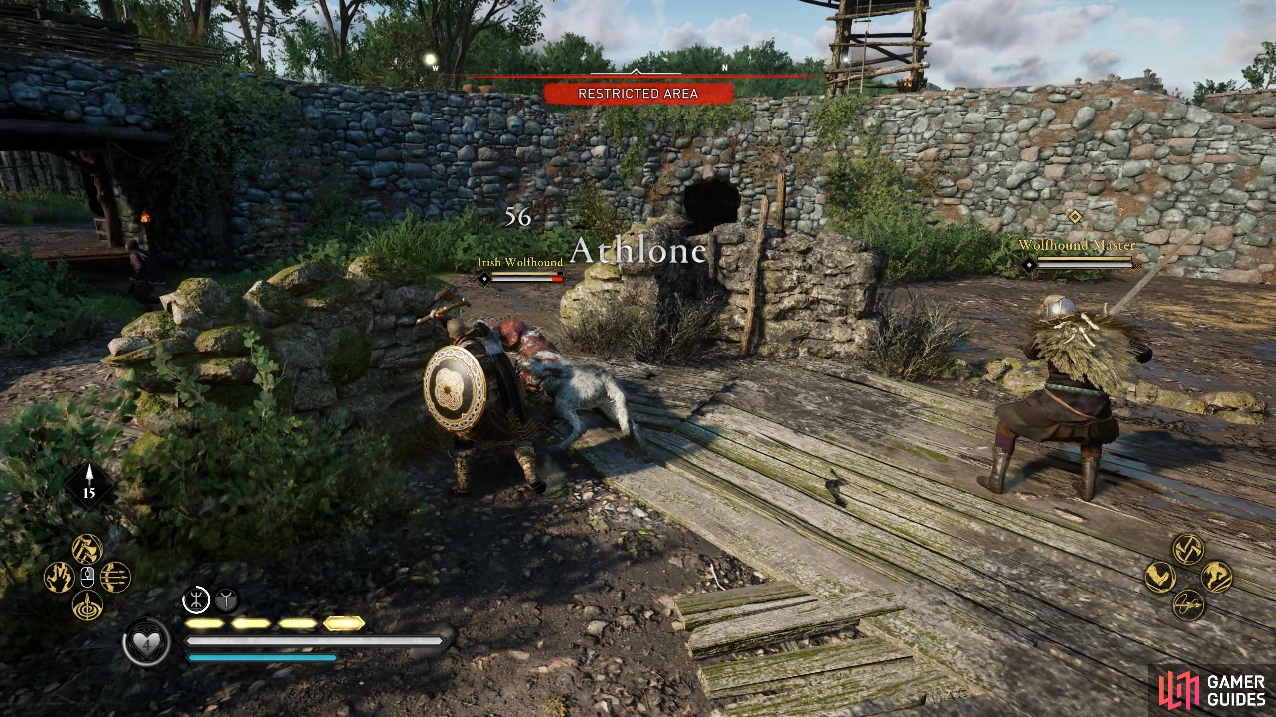 Youll need to clear Athlone of the enemies before you can investigate it, including a Wolfhound and its master.