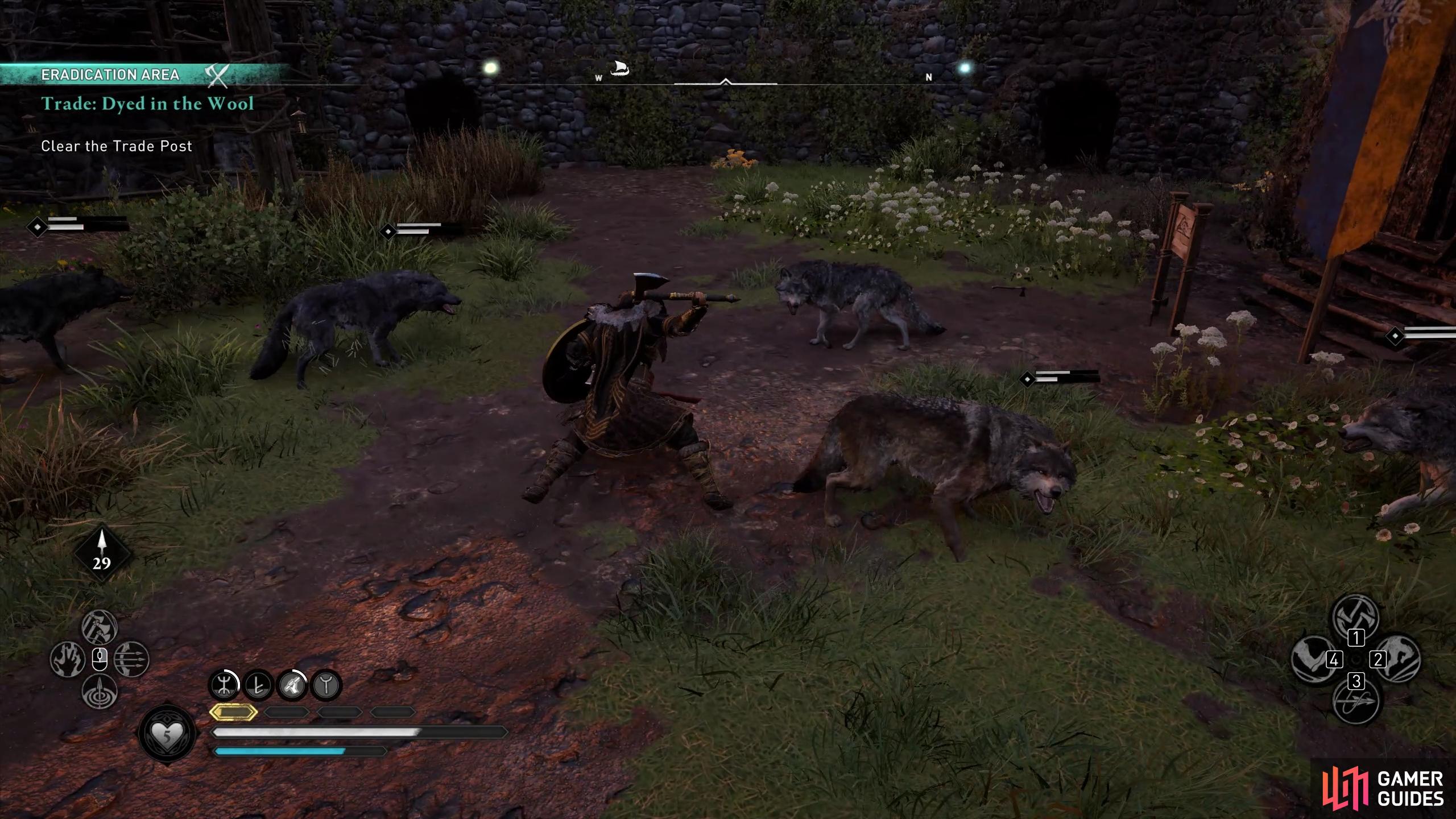 Youll need to clear Drumlish by killing all the wolves before you can investigate it.