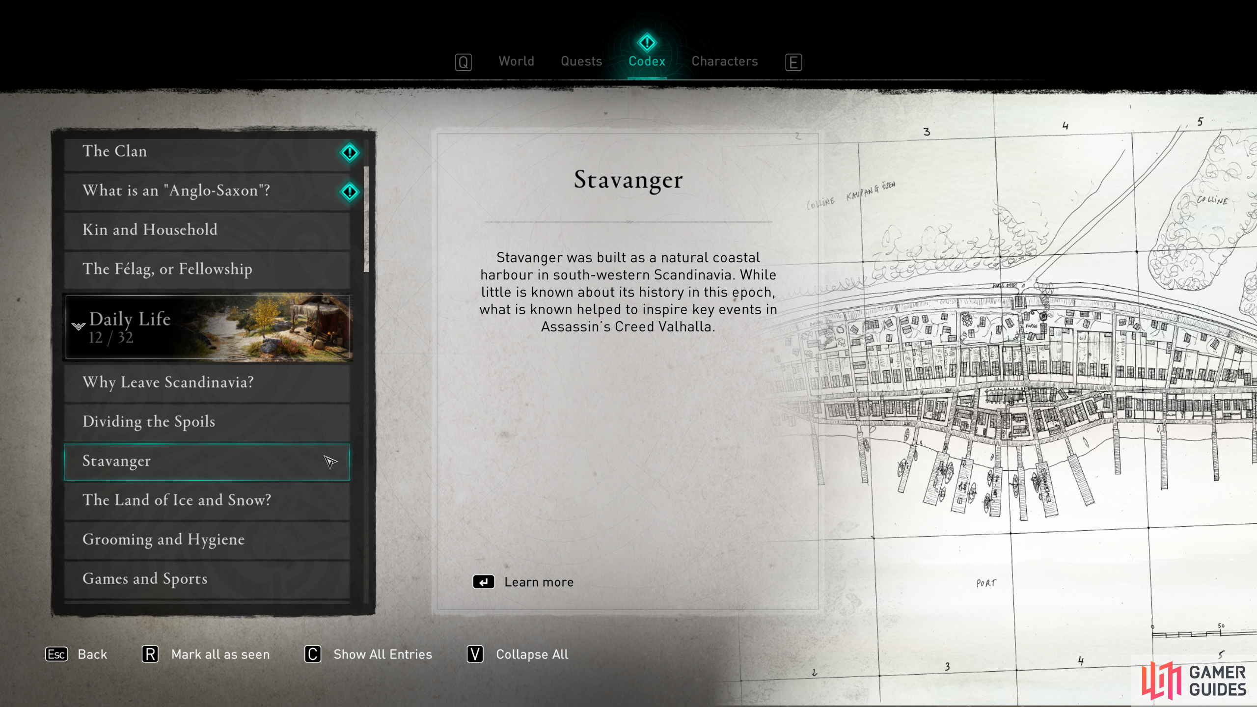Once you've interacted with a Discovery Site, it will be logged as a Learning in the Codex.