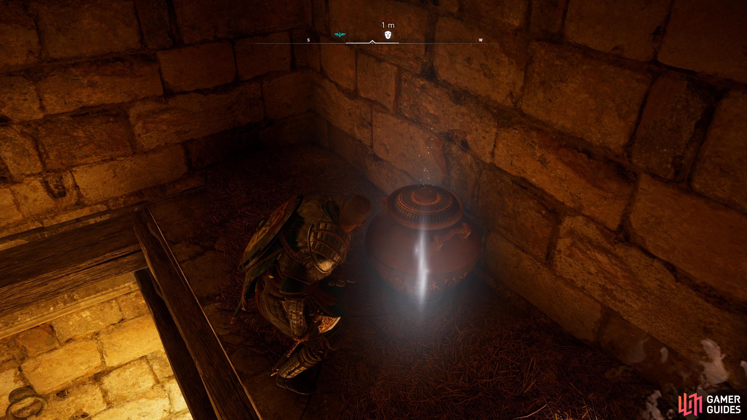 Destroy the pot to reveal the artifact beneath it.
