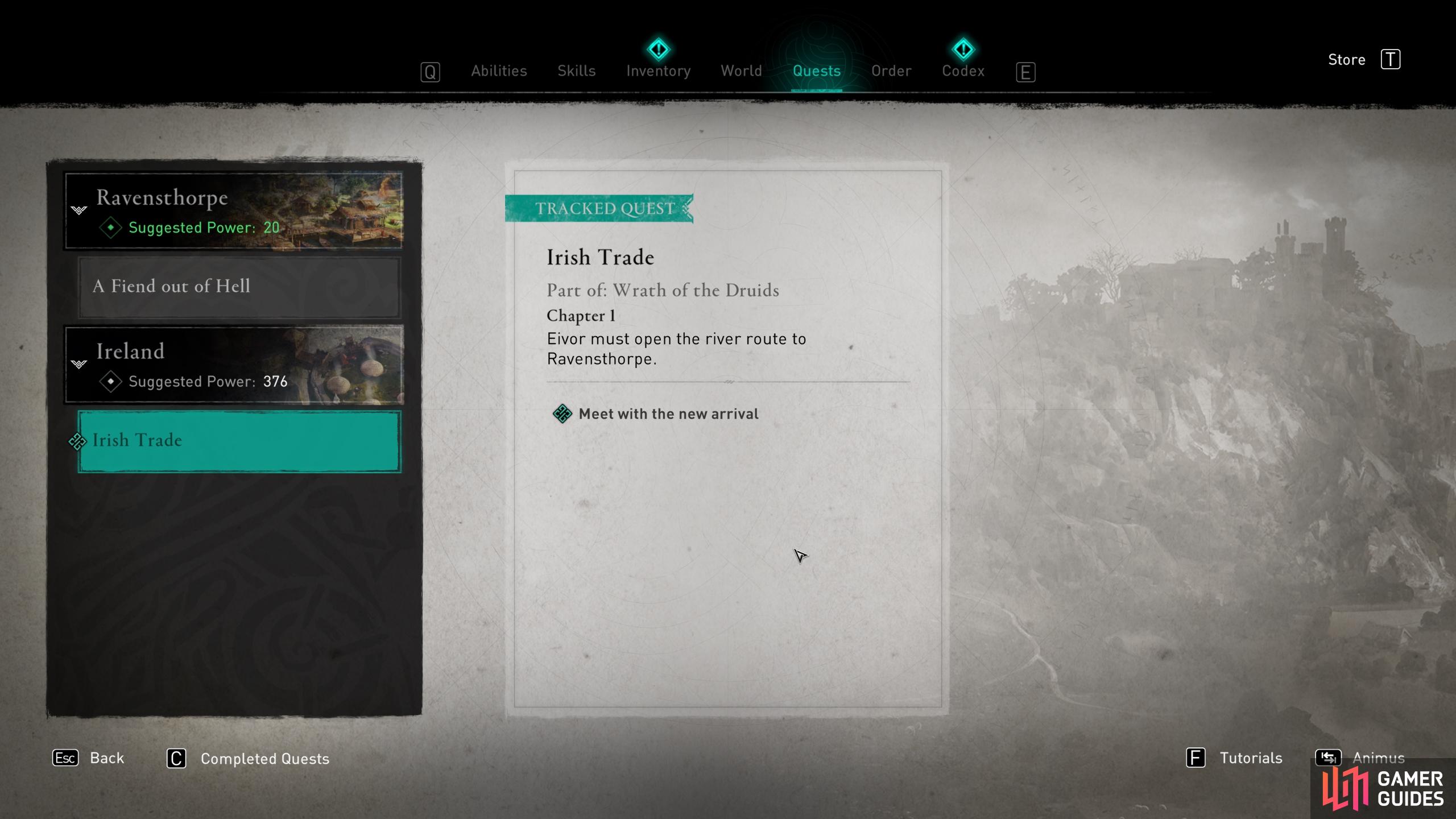 Once you have the DLC, you'll find the Irish Trade quest available in your quest log.