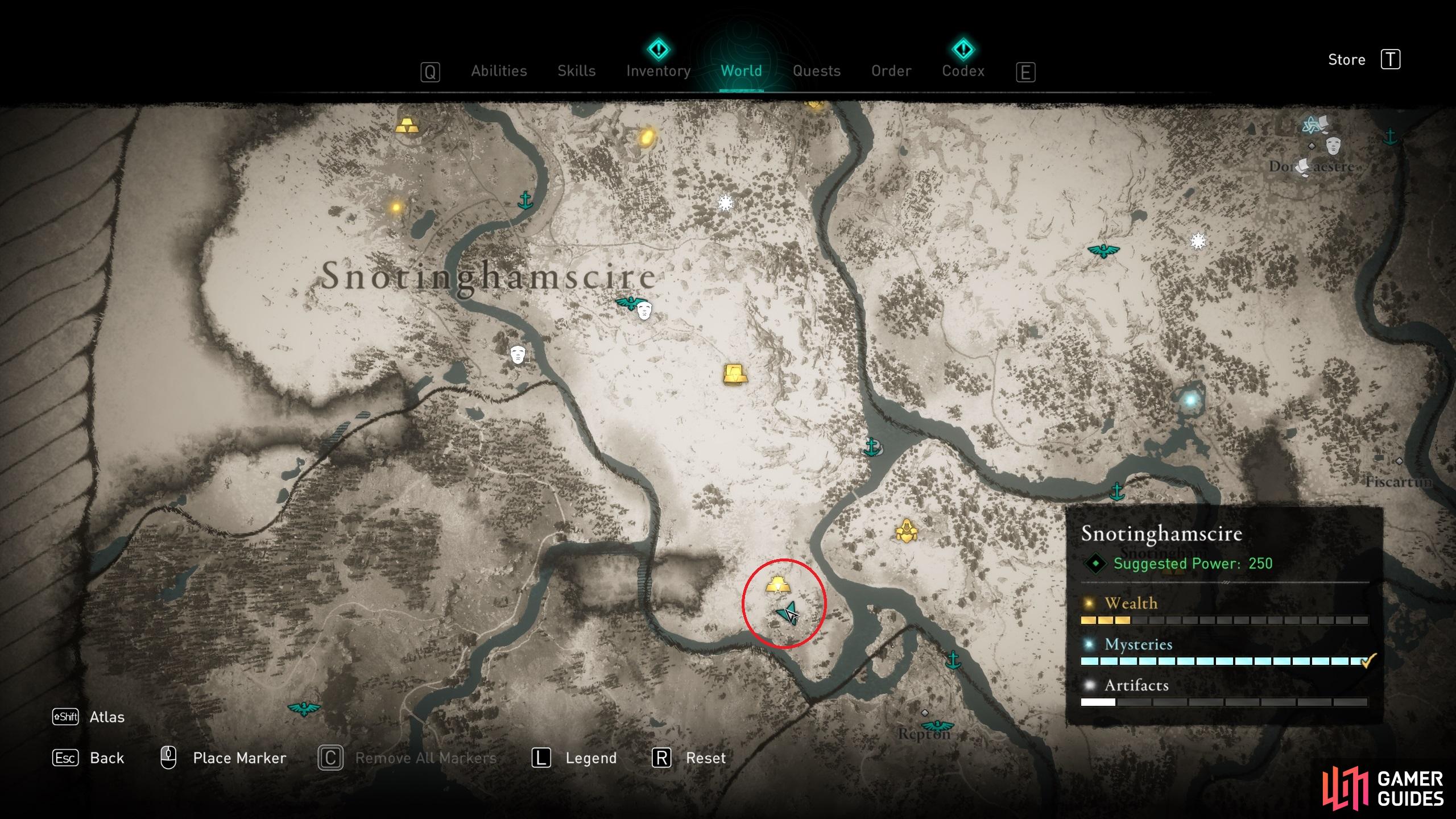 Treasure Hoard Maps - Snotinghamscire - Artifacts, Assassin's Creed:  Valhalla