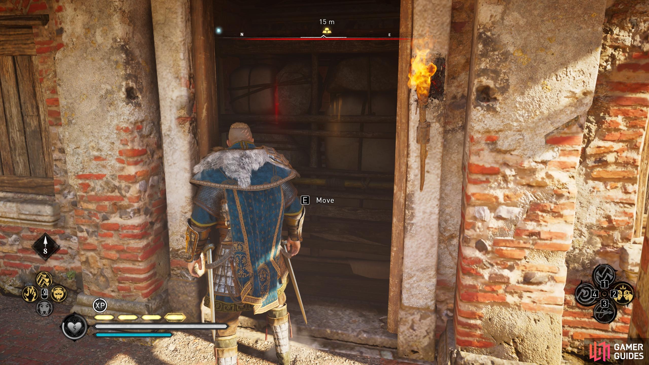 You can push the barricade inward once you've destroyed the pots and boxes on the other side.