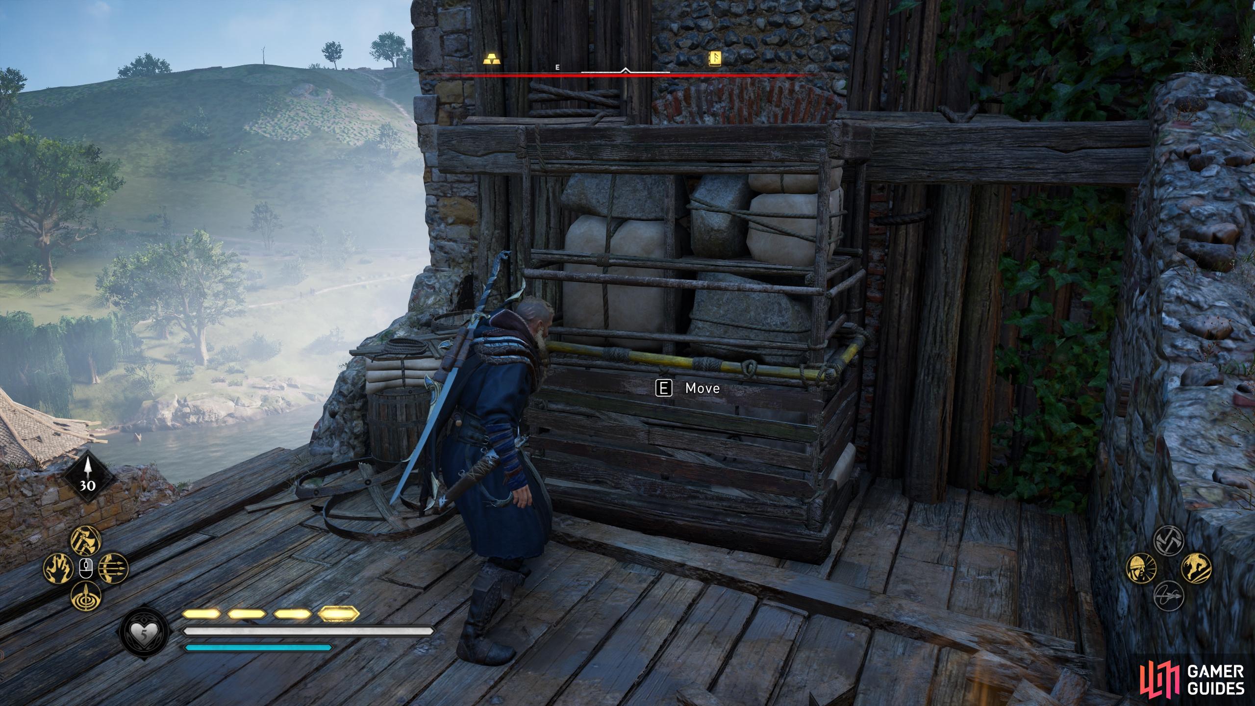 Once youre at the top of the tower, go to the northwestern side and move the barricade to the right.