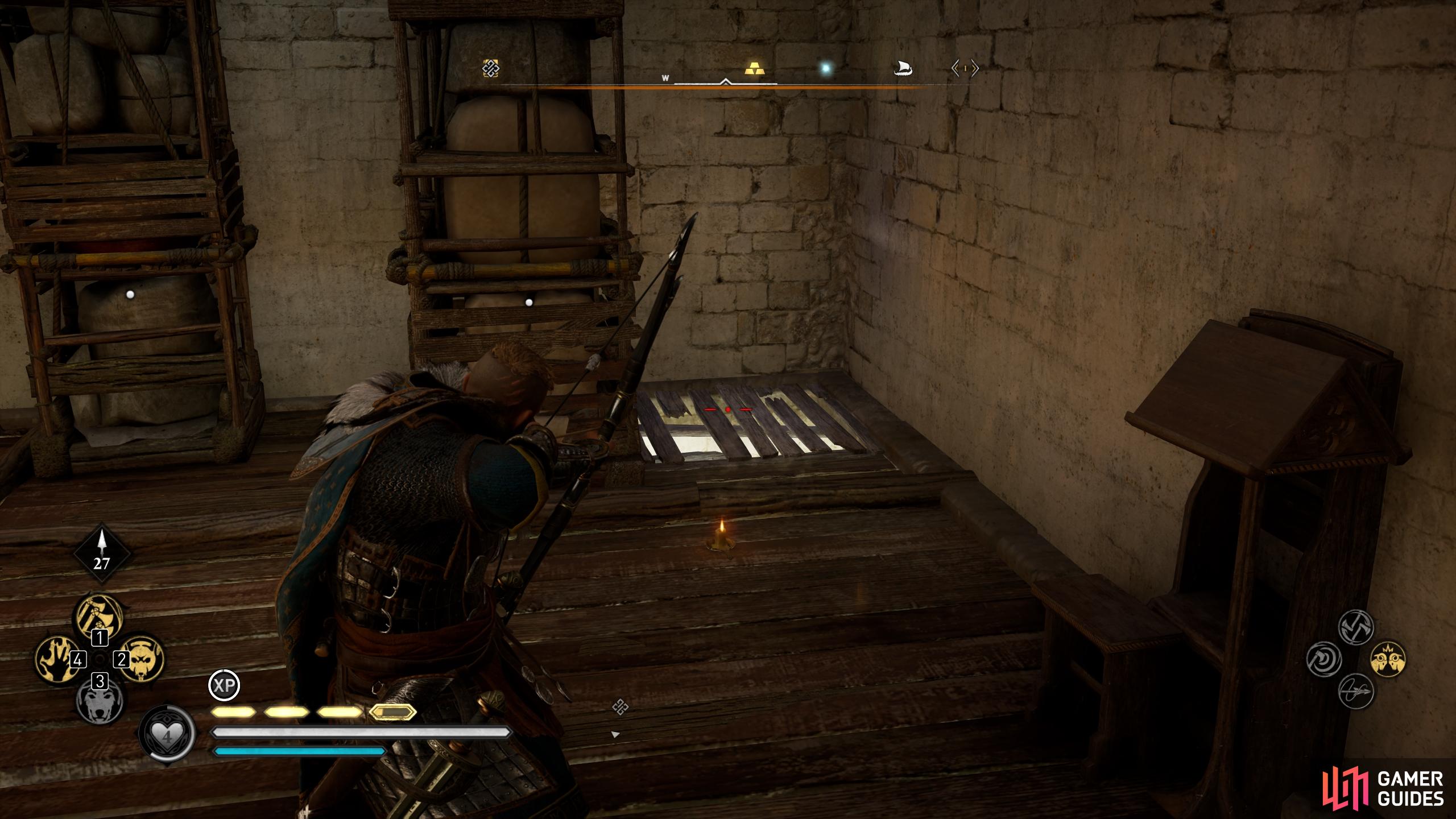 In the first hidden room, you'll find some barricades in the northwestern part of it. Move these to shoot another wooden barrier beneath them.
