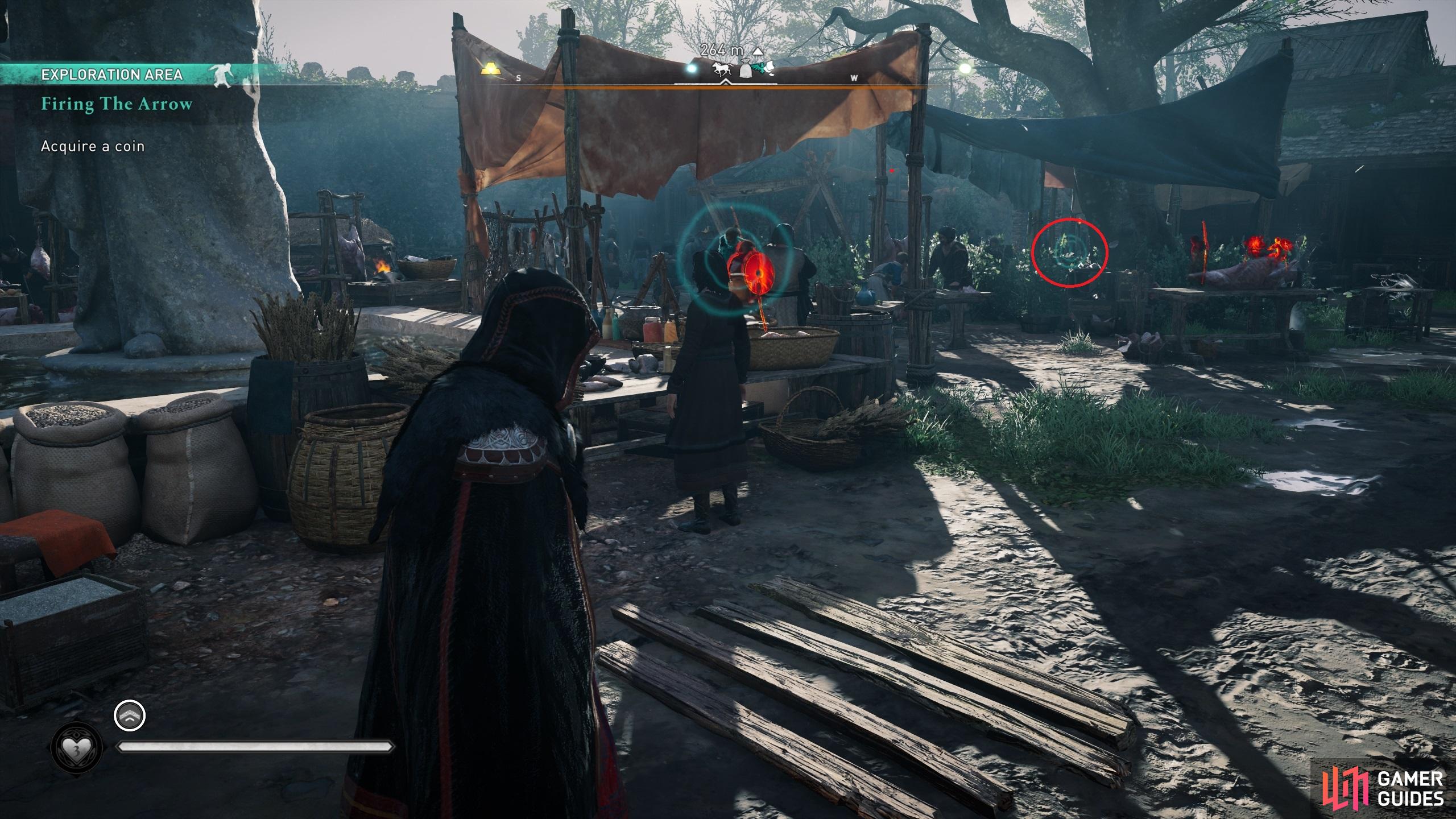 You'll find the Norse Man in the western section of the market, marked here by a red circle.