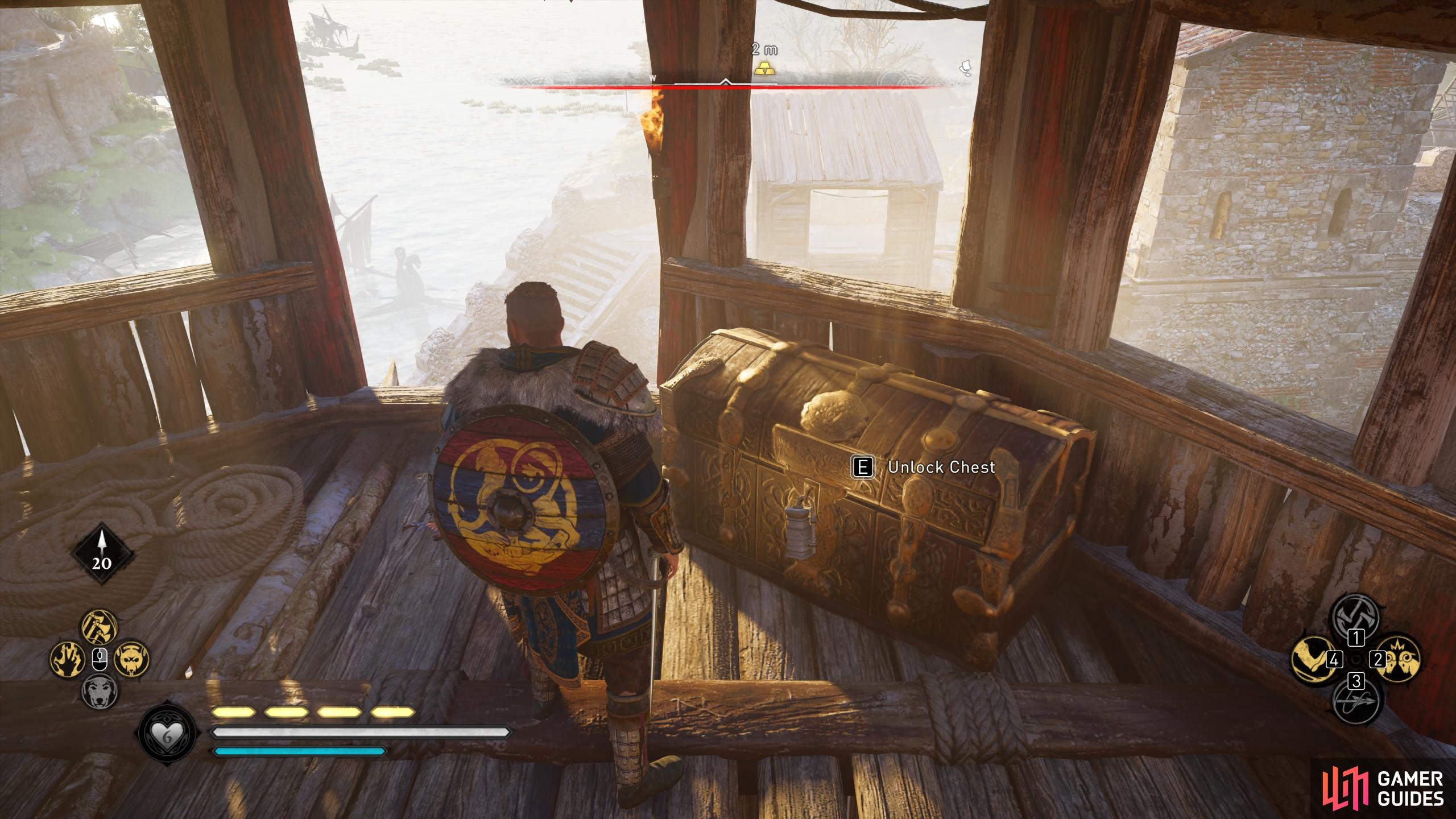 You can use the key from the Standard-Bearer to open the chest at the top of the tower.