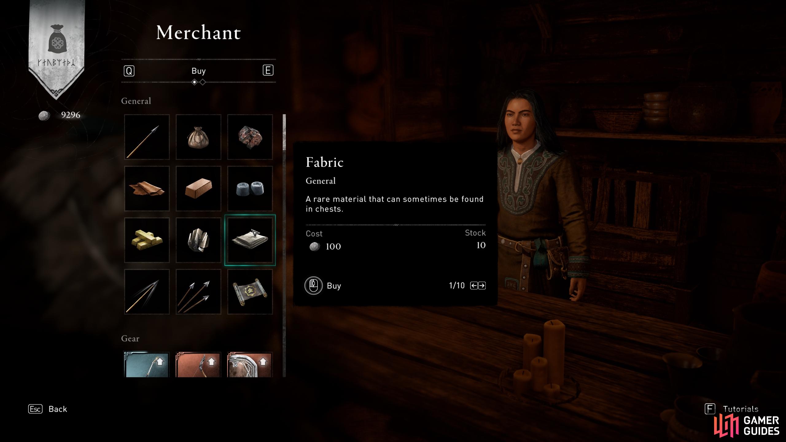 You can purchase fabric from any merchant for 100 silver per piece.