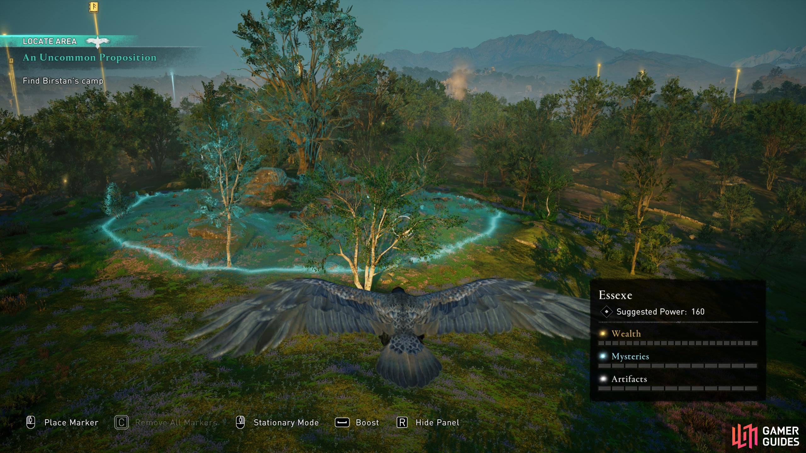 Use your raven to scout the camp and its surroundings.