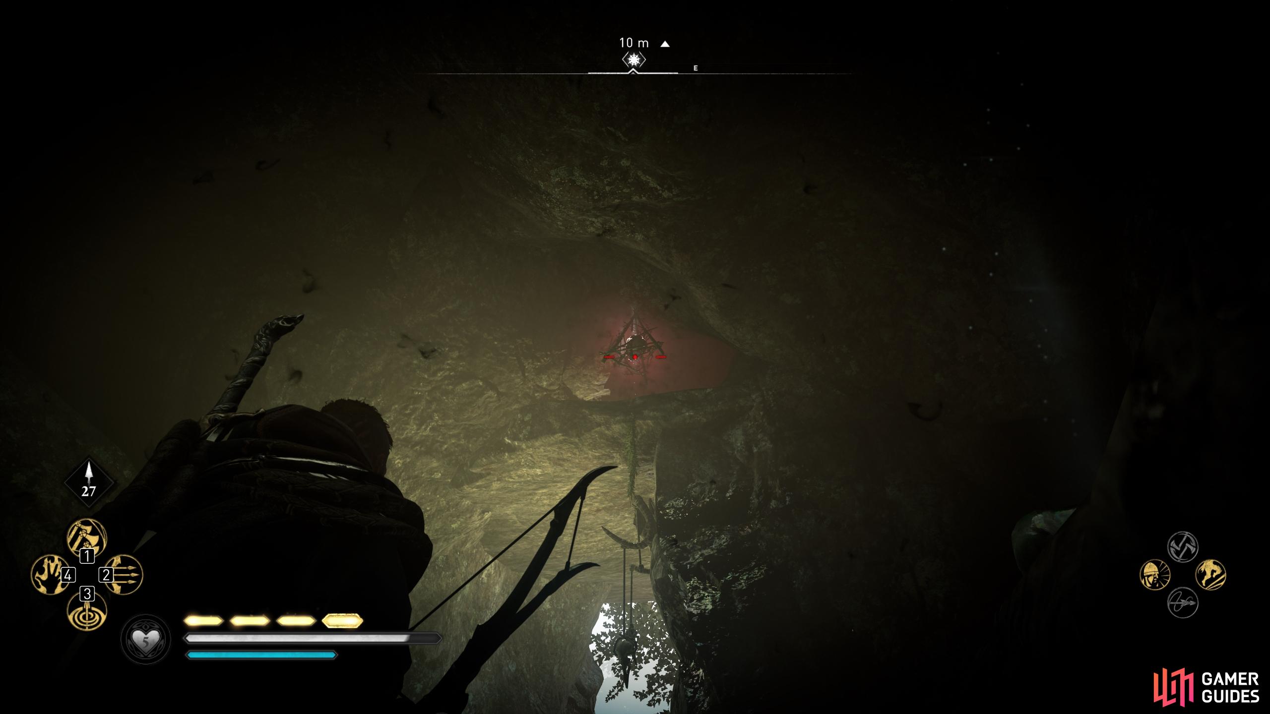 Once youre in the cave, look up to find the symbol near the top.