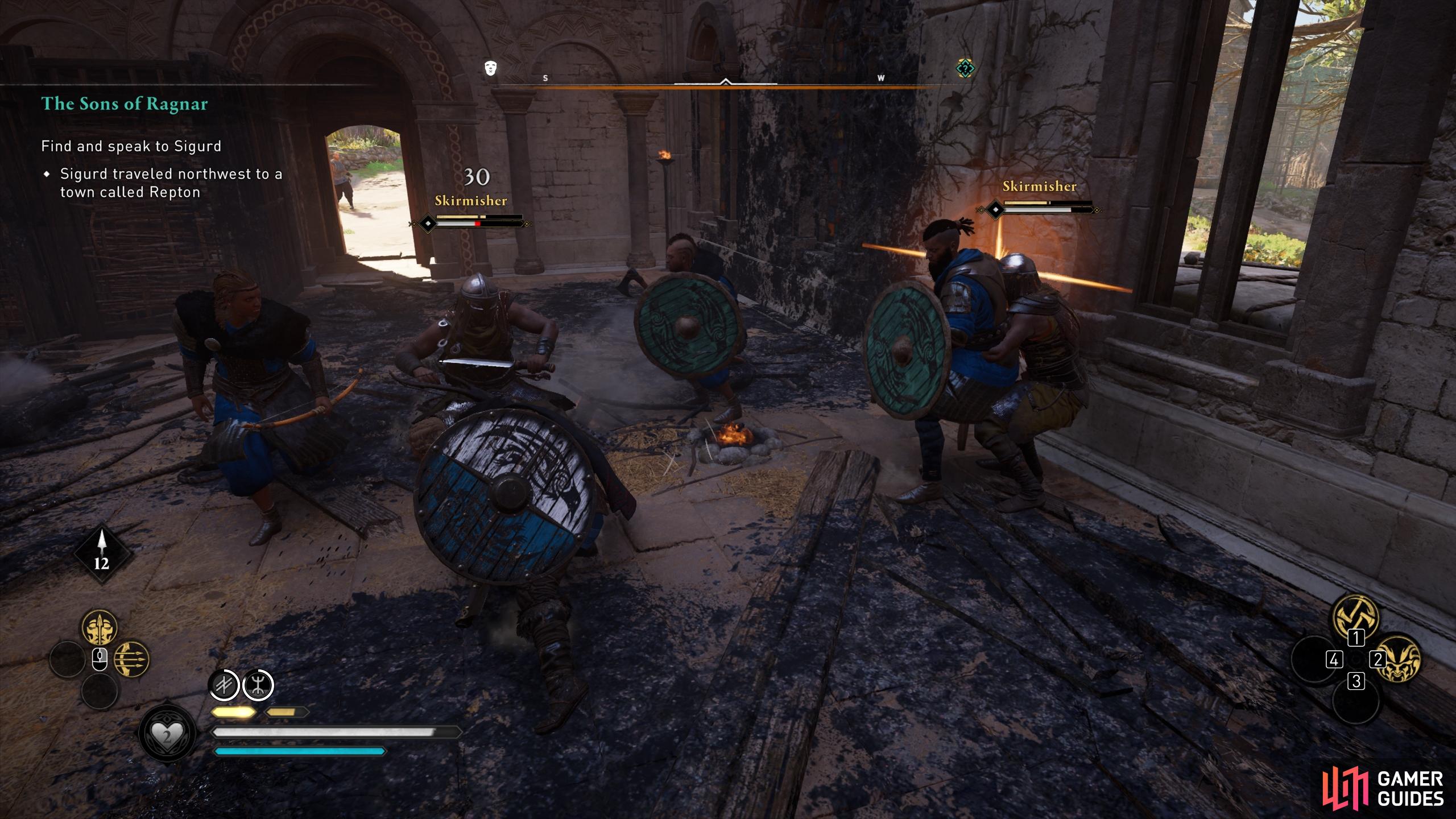 Release the elite warriors in the cages to help fight the skirmishers.