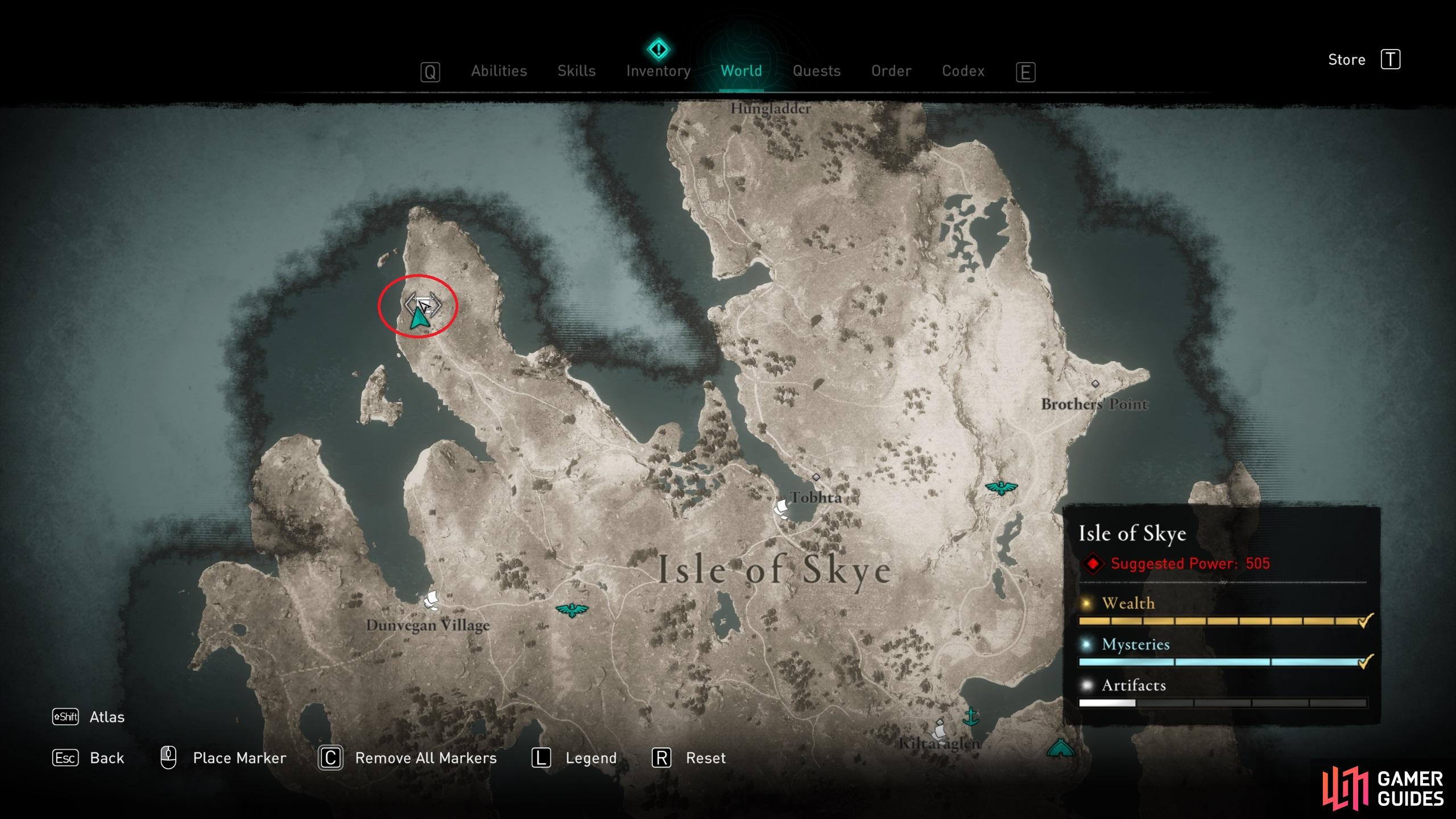 The location of the Skye Hoard Map at the Excavation Site.