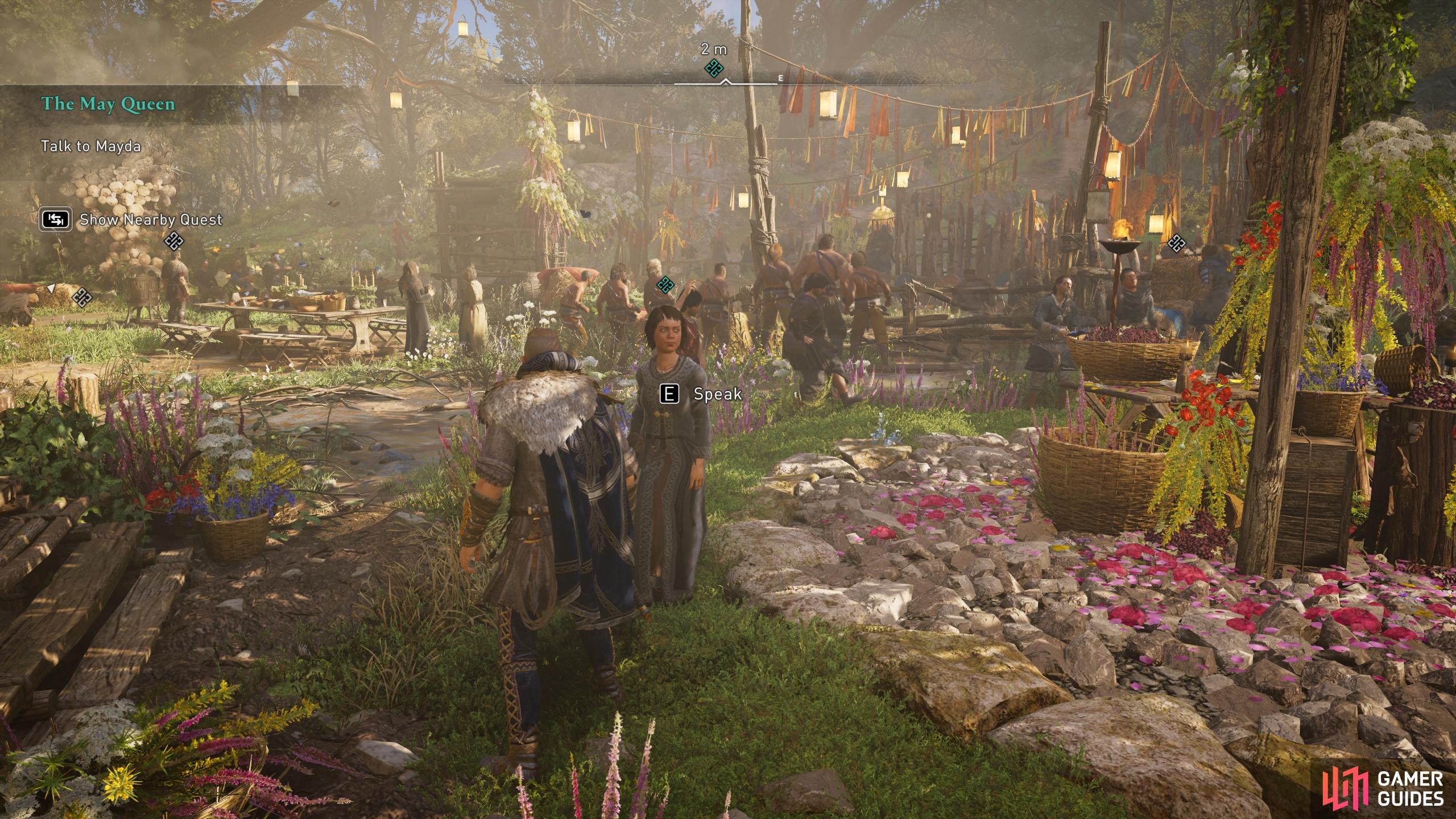 Speak with Mayda in the festival grounds of Ravensthorpe to begin the quest.