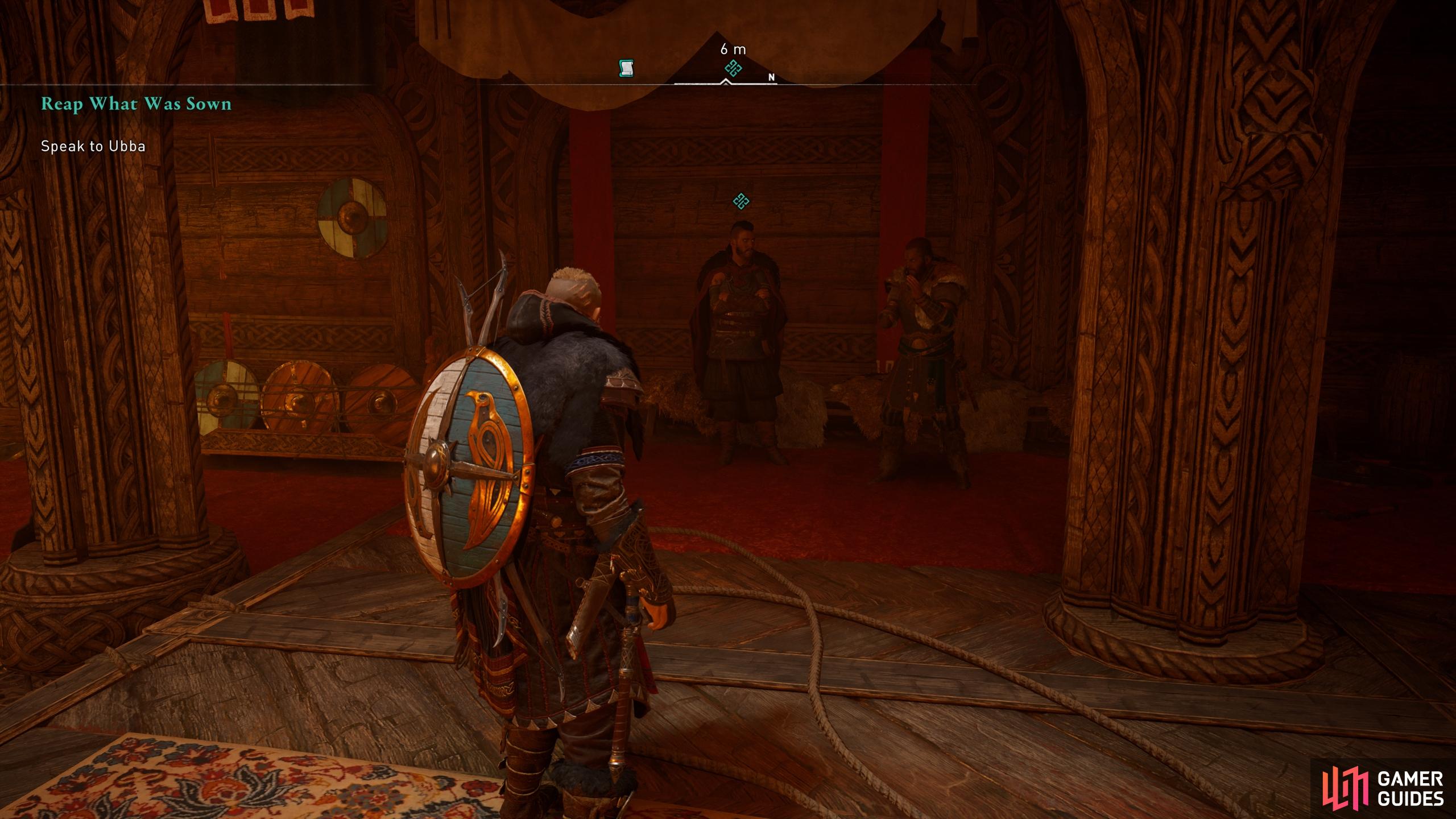 Speak with Ubba in the longhouse to begin a cutscene.
