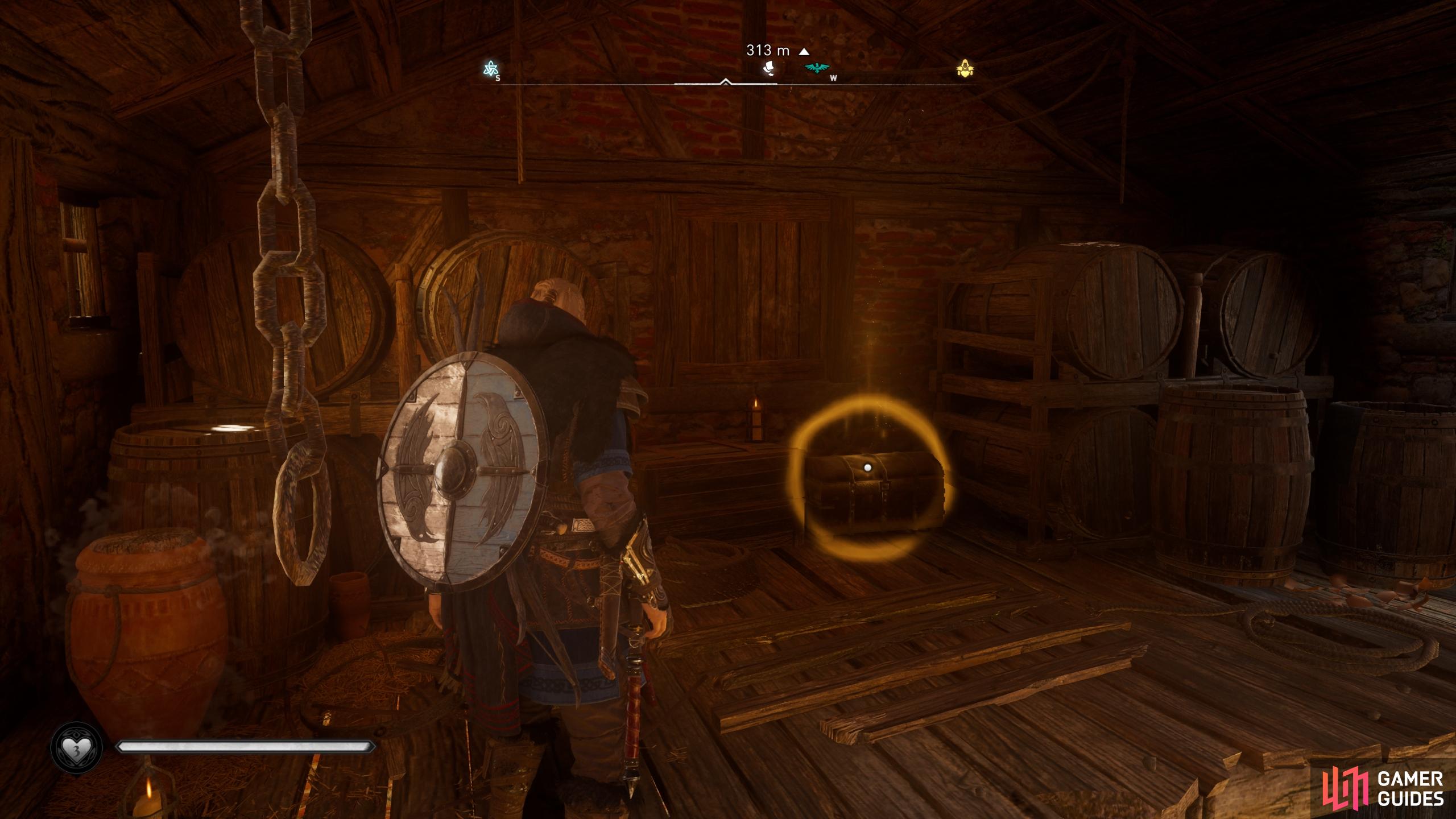 You'll find minor treasure chests in many buildings throughout the game world, often containing large amounts of silver.