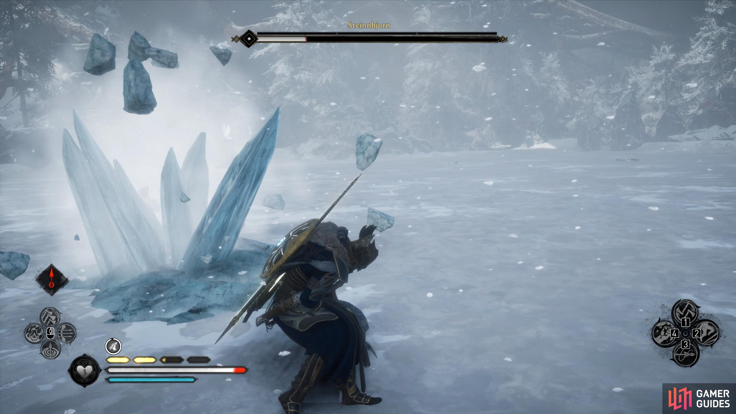 If youre caught off guard by an ice block from beneath the ground, be ready to avoid successive hits.