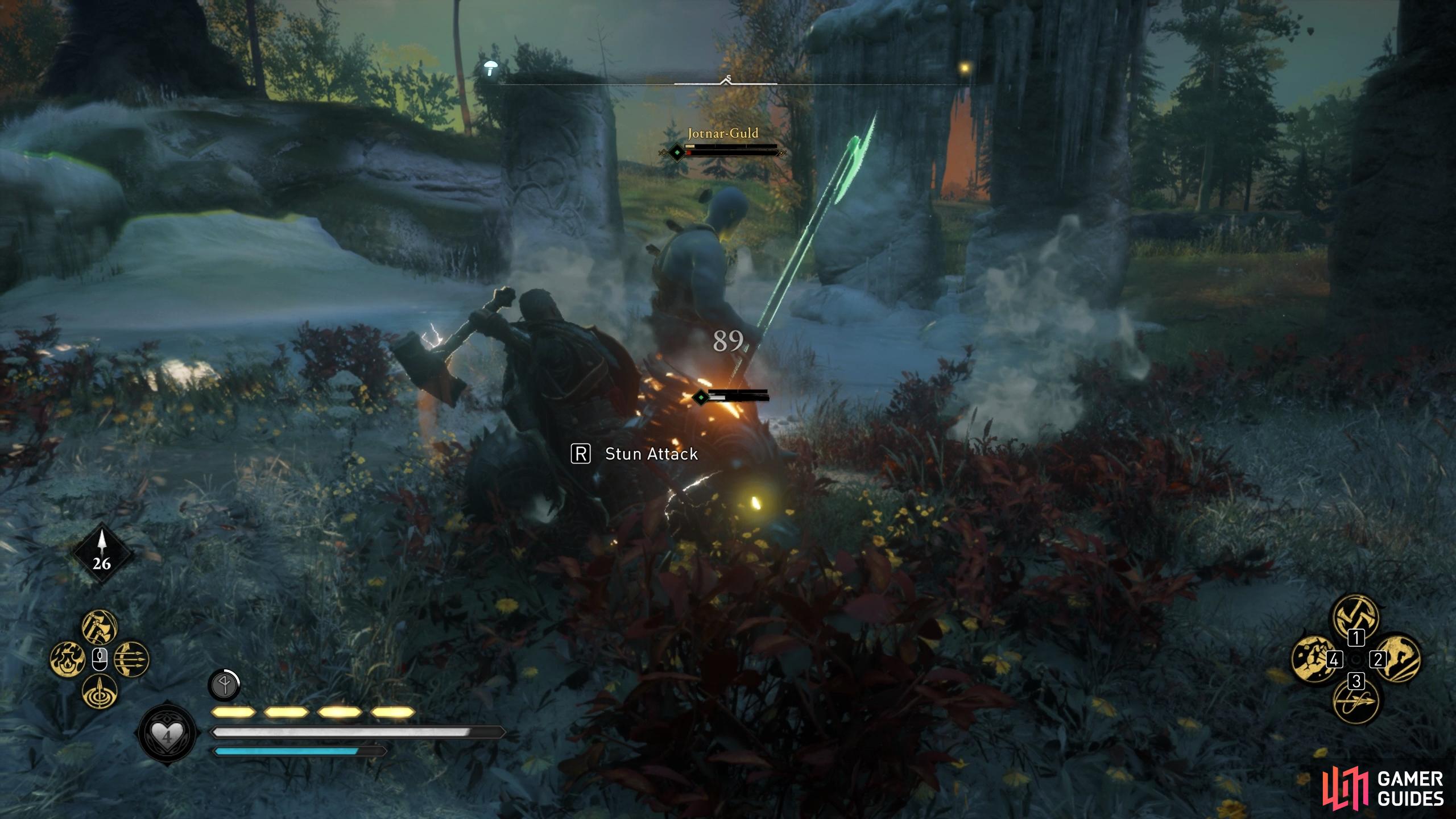 Once you've hit Ivarr's weak points, perform a stun attack to take a chunk of his health.
