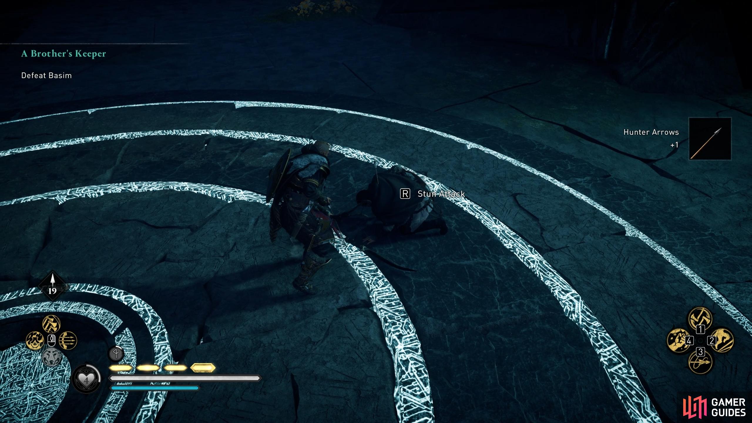 Execute a stun attack as soon as possible to end the fight.