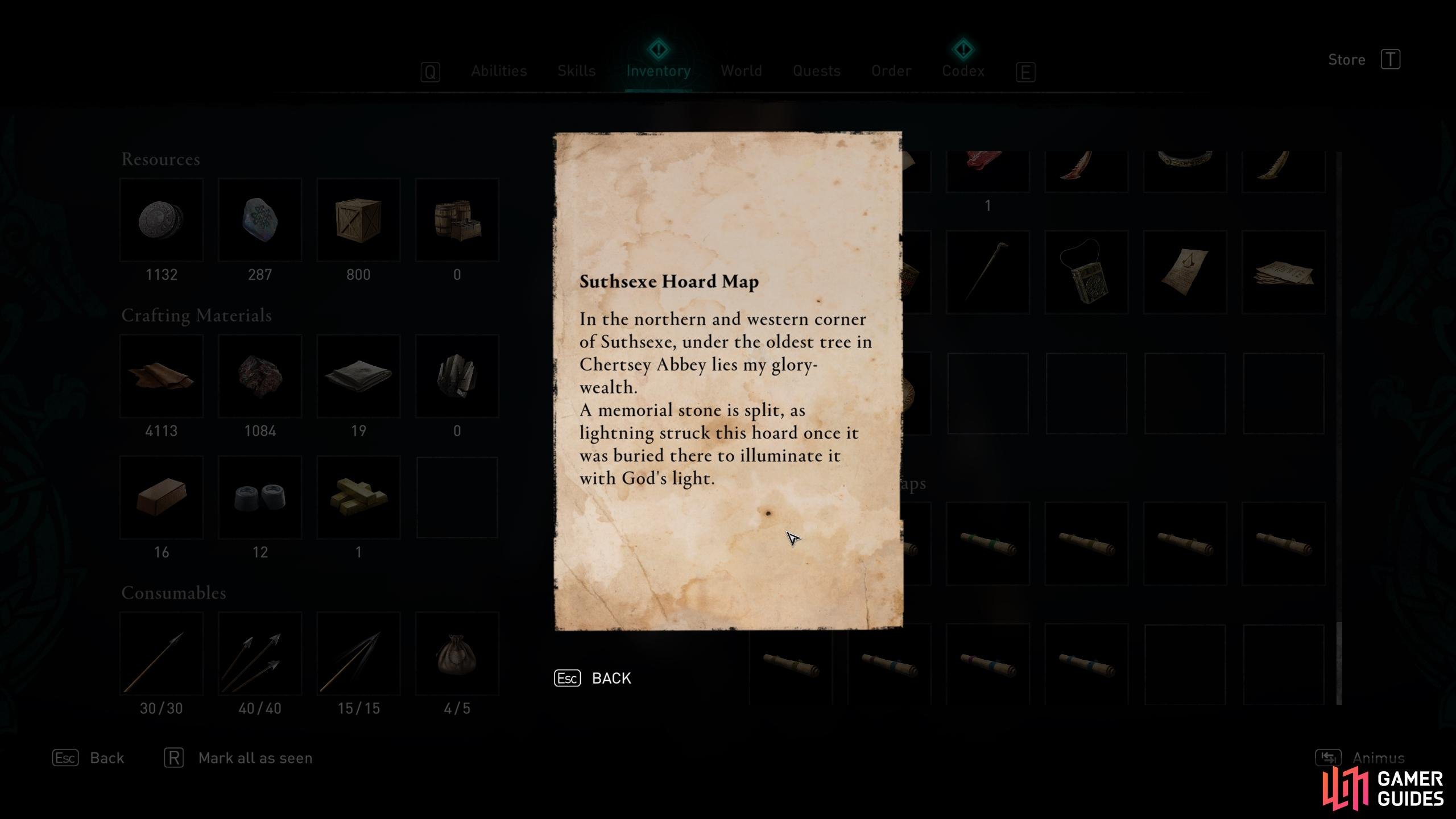 Once you've looted the map, you'll be able to view its contents from your inventory.