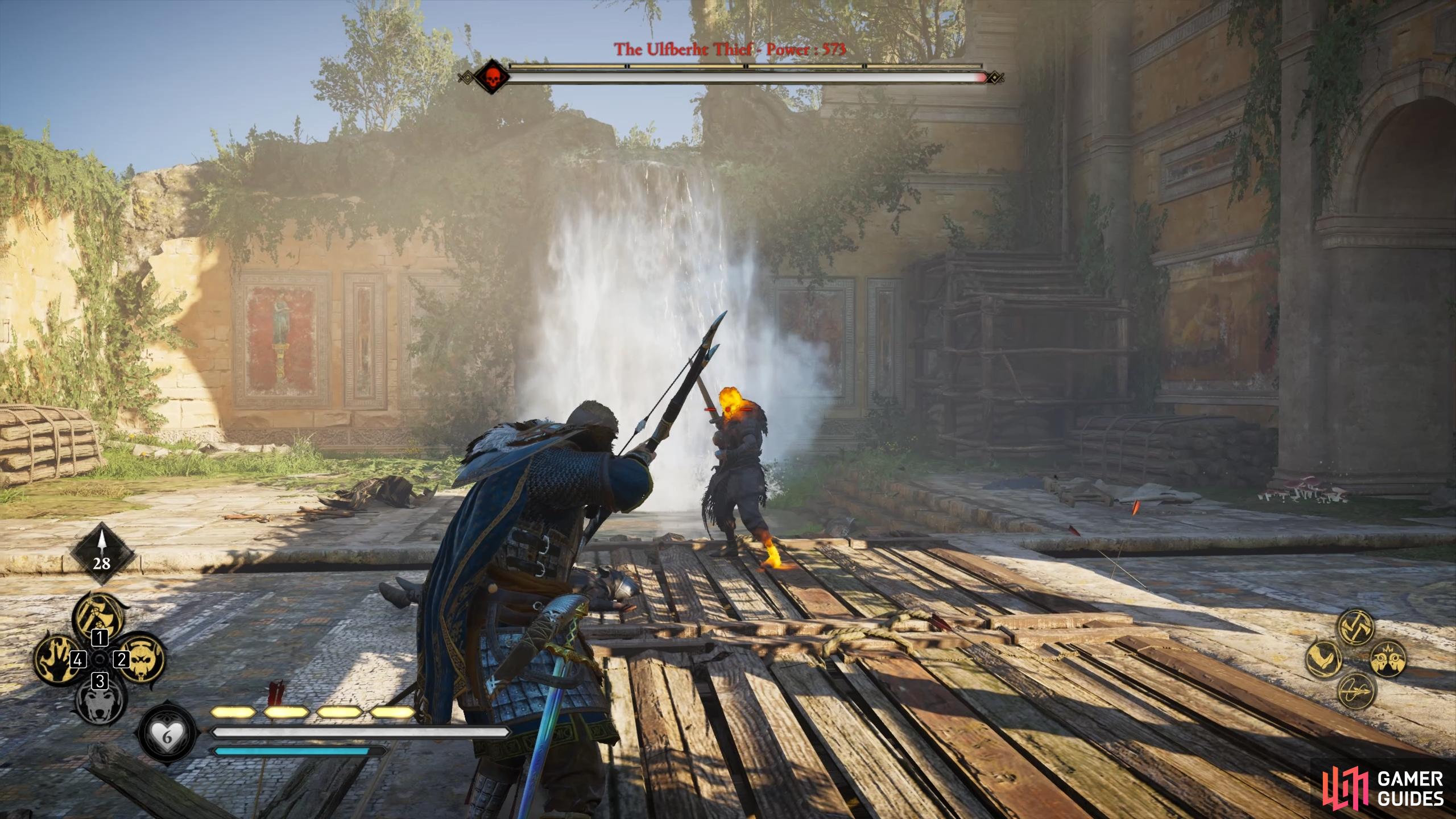 Try to hit the thief's weak points early on so that you can execute a stun attack.