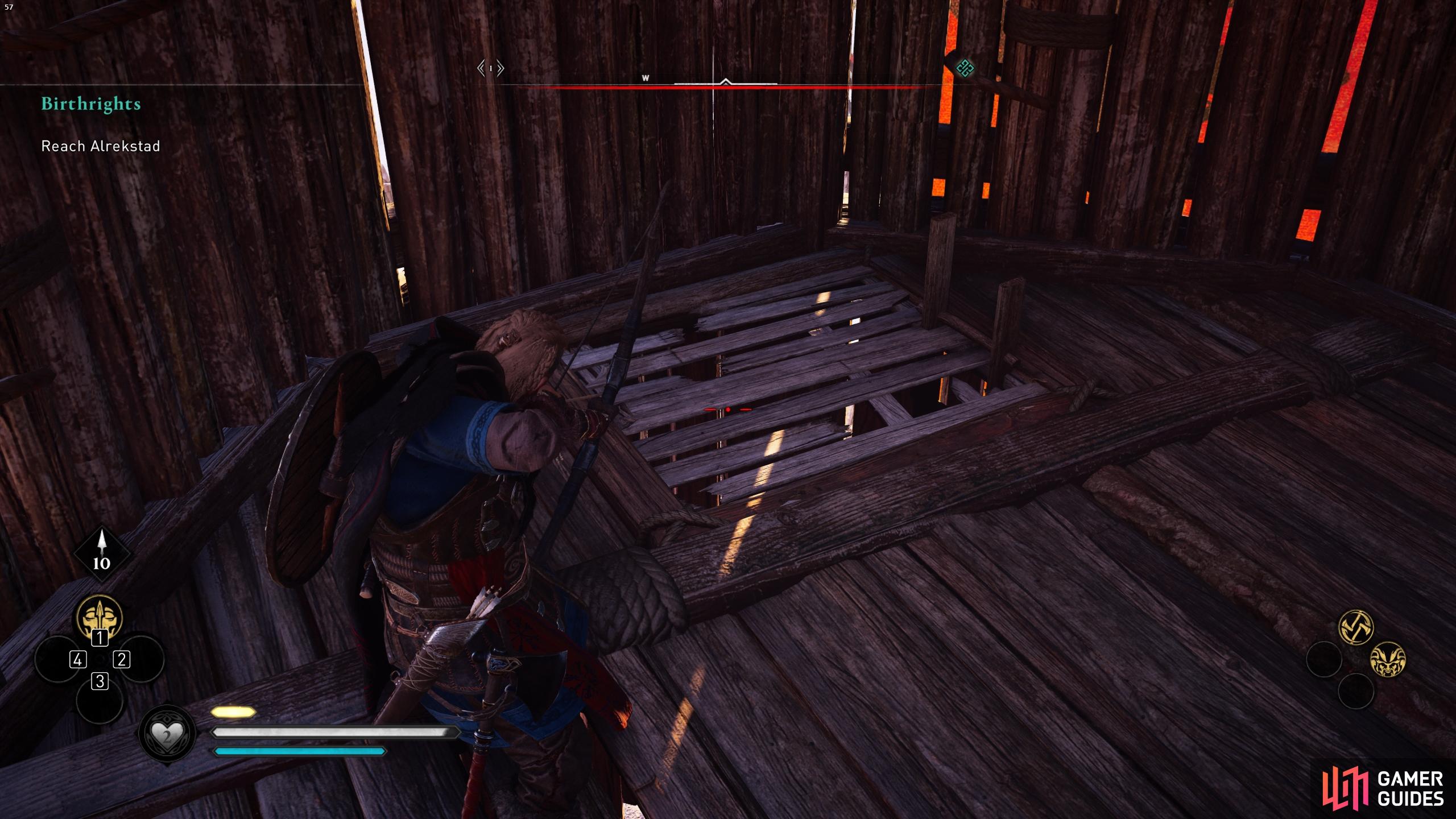 You can shoot the wooden platform within the tower to gain access to the Book of Knowledge.